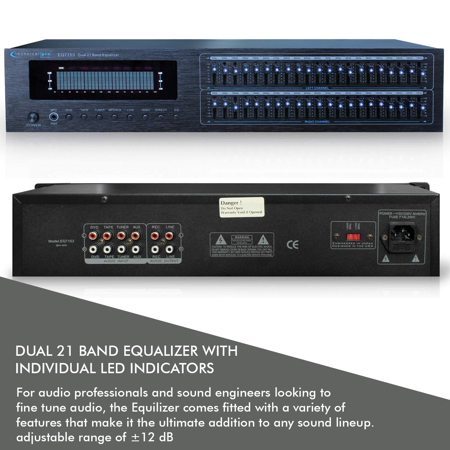Dual 21 Band Professional Stereo Equalizer With Individual Led Indicators