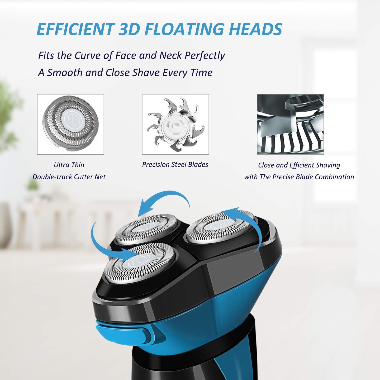 Electric Shaver For Men Waterproof Wet And Dry, Men'S Electric Razor Cordless Rechargeable 3D Rotary Electric Shaving Razors Wit