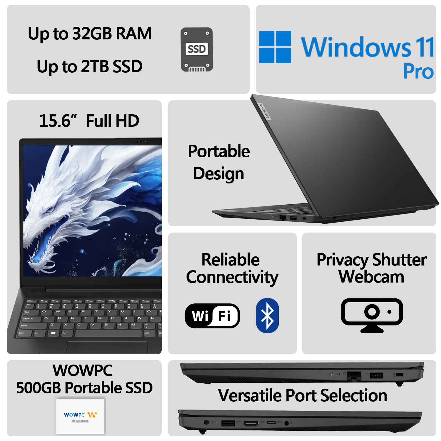 Lenovo Newest V15 Essential Laptop | 32Gb Ram | 512Gb Ssd | 15.6'' Fhd (1920 X 1080) Display | Intel Quad Core Processor | Ether