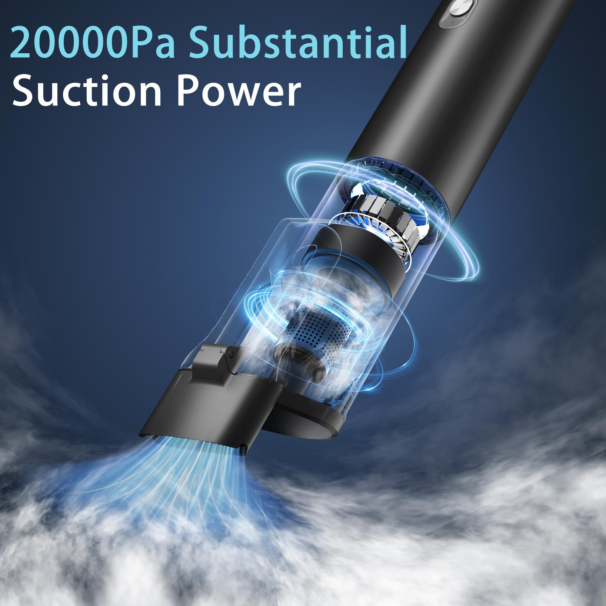 Hobetter Car Vacuum, Car Vacuum Portable Cordless With 20000Pa, Car Vacuum Cleaner High Power, 50 Min Decent Runtime, Car Vacuum