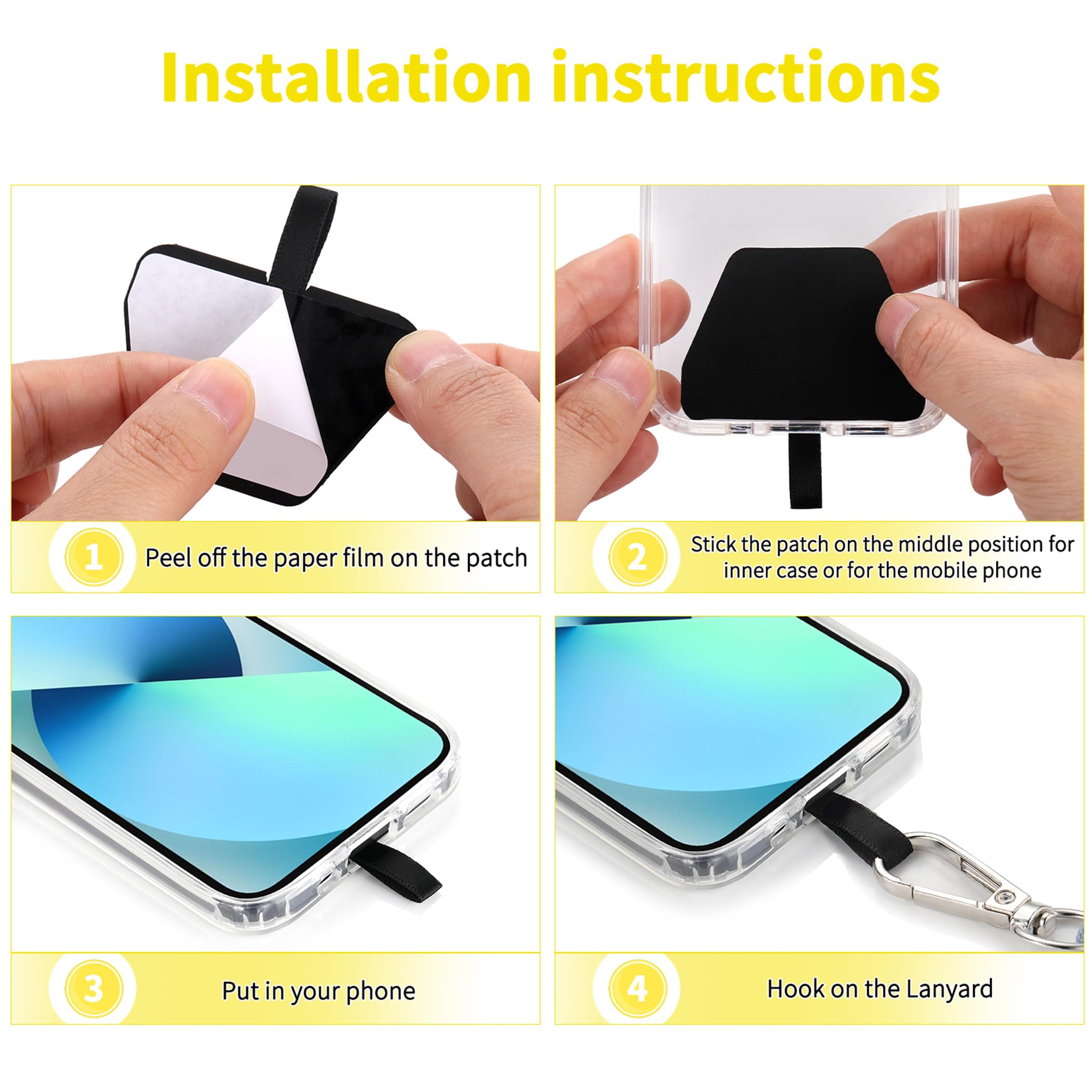 Cacoe Phone Lanyard 2 Pack 2  Adjustable Neck Strap,4  Phone Tether Tab,Universal Crossbody Cell Phone Lanyards,Multifuctional P