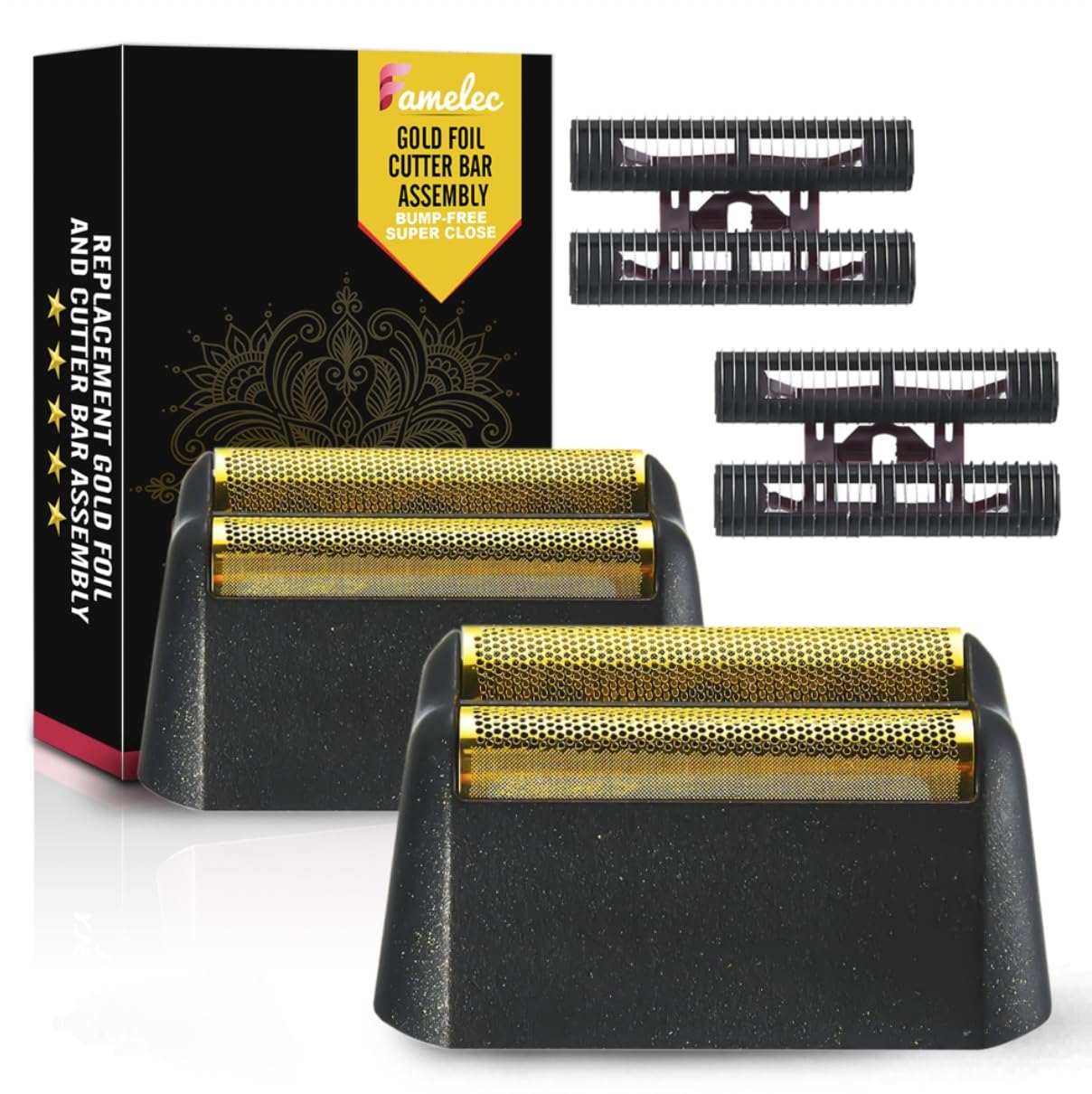 Famelec Black Razor Blades 5 Star Series For Wahl Foil Shaver Replacement Head Model 7031 100, 7043 100, Foil & Cutter Bar Assem