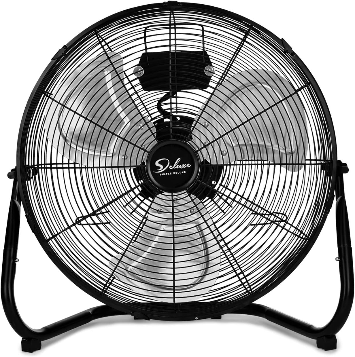 Simple Deluxe 12 Inch 3 Speed High Velocity Heavy Duty Metal Industrial Floor Fans, Black