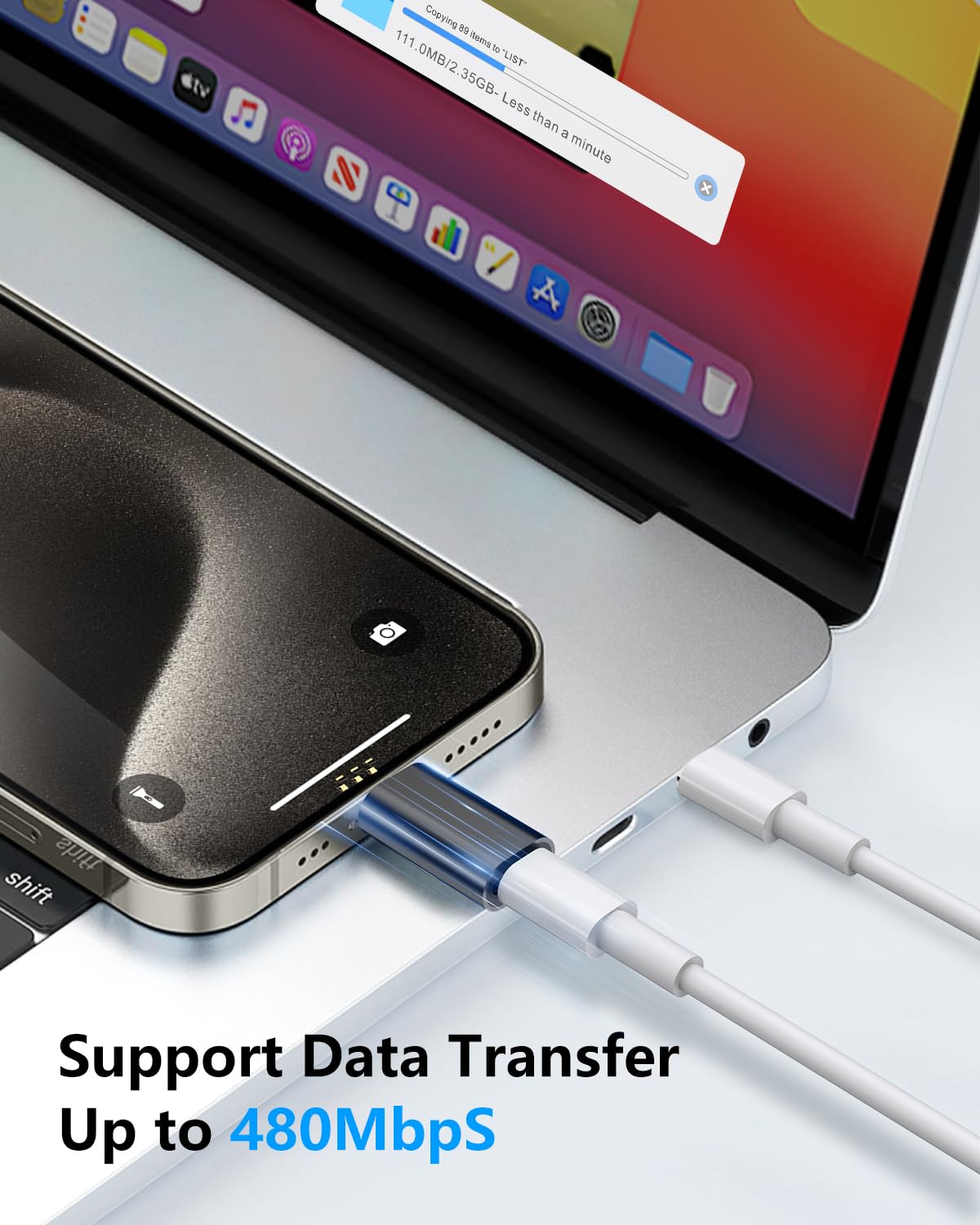 Fqsh For Lightning Female To Usb C Male Adapter For Iphone 15 Pro Max Plus,For Ipad Air,For Samsung,Support 27W Pd Fast Charging