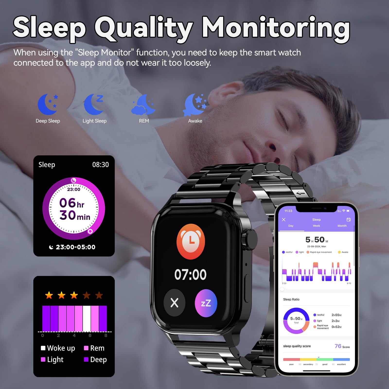 Homailida Smart Watch For Men With Answer/Make Calls, 1.85  Hd Display Fitness Tracker Watch With Waterproof 100+Sports Modes He