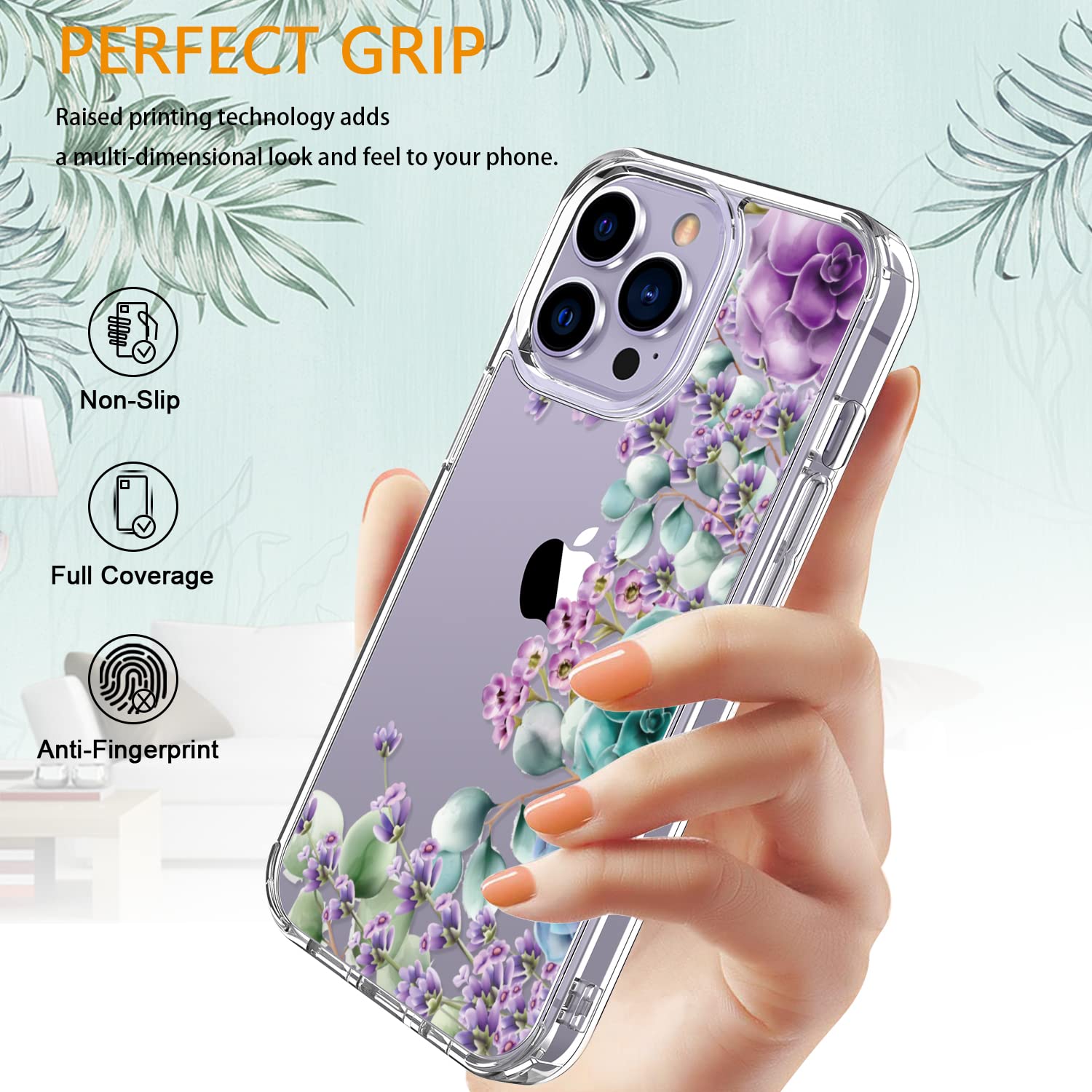 Luhouri For Iphone 15 Pro Max Case With Screen Protector   Crystal Clear Cover  Fashionable Pattern Design  Wireless Charging  S