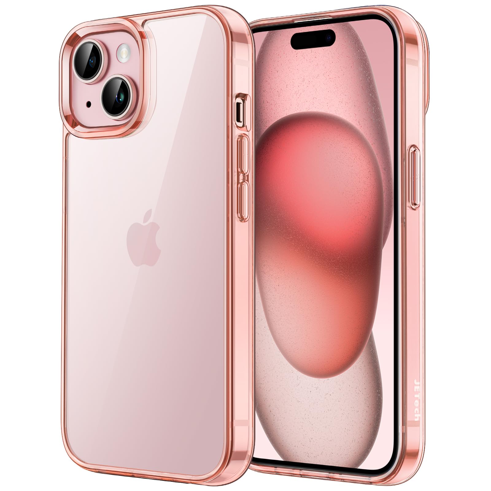 Jetech Case For Iphone 15 6.1 Inch, Non Yellowing Shockproof Phone Bumper Cover, Anti Scratch Clear Back (Rose Gold)