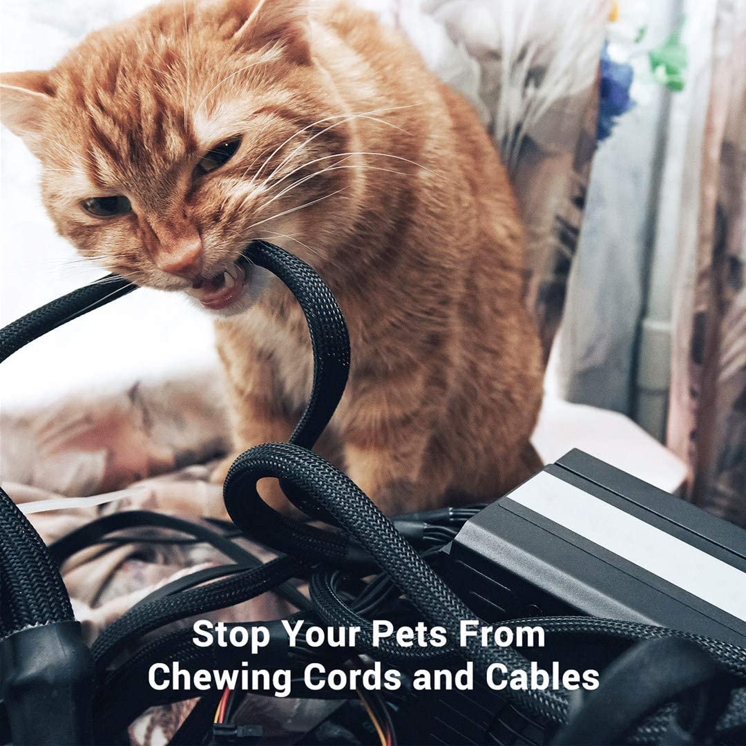 Braided   Cable Sleeves   Pet Expandable Wire Loom 1/2'' 100Ft, Braided Wire Hider Mesh, Cord Management Organizer For Usb Power