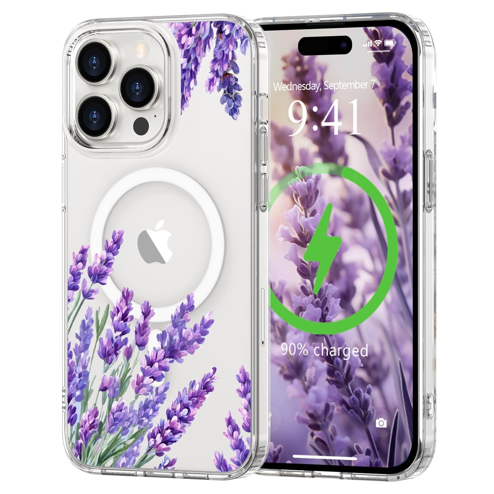 L-FADNUT for iPhone 14 Pro Case [Compatible with Magsafe], Cute Flower Girls Women Clear Case Silicone Shockproof Protective Cov