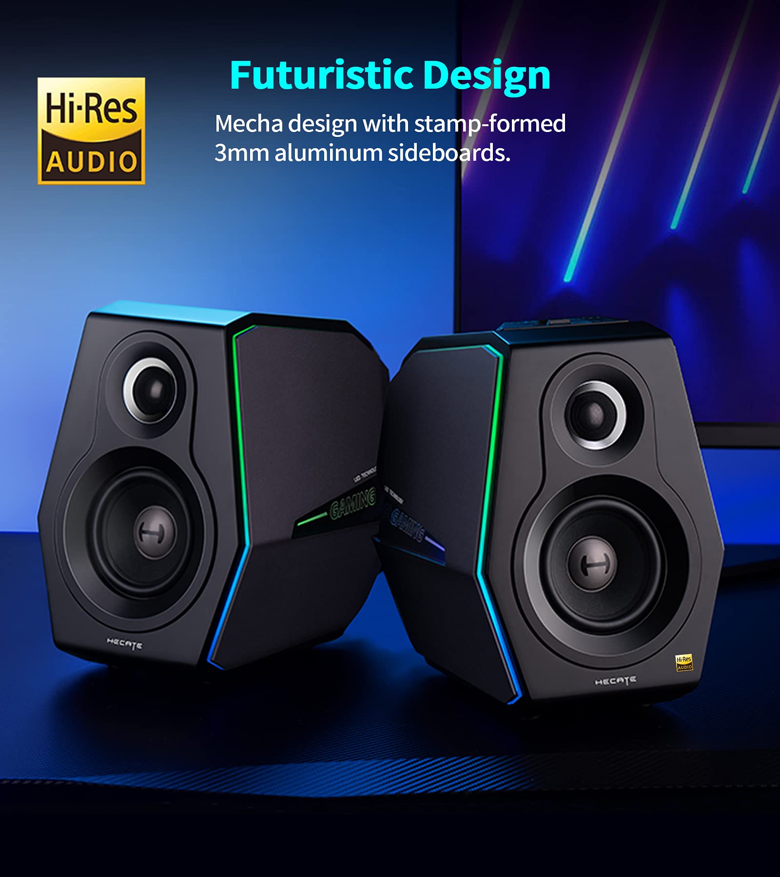 Hecate G5000 Bluetooth Computer Gaming Speakers, Hi-Res Audio Wireless Desktop Speakers, 88W Rms Powered, Bluetooth 3.5Mm Aux Us