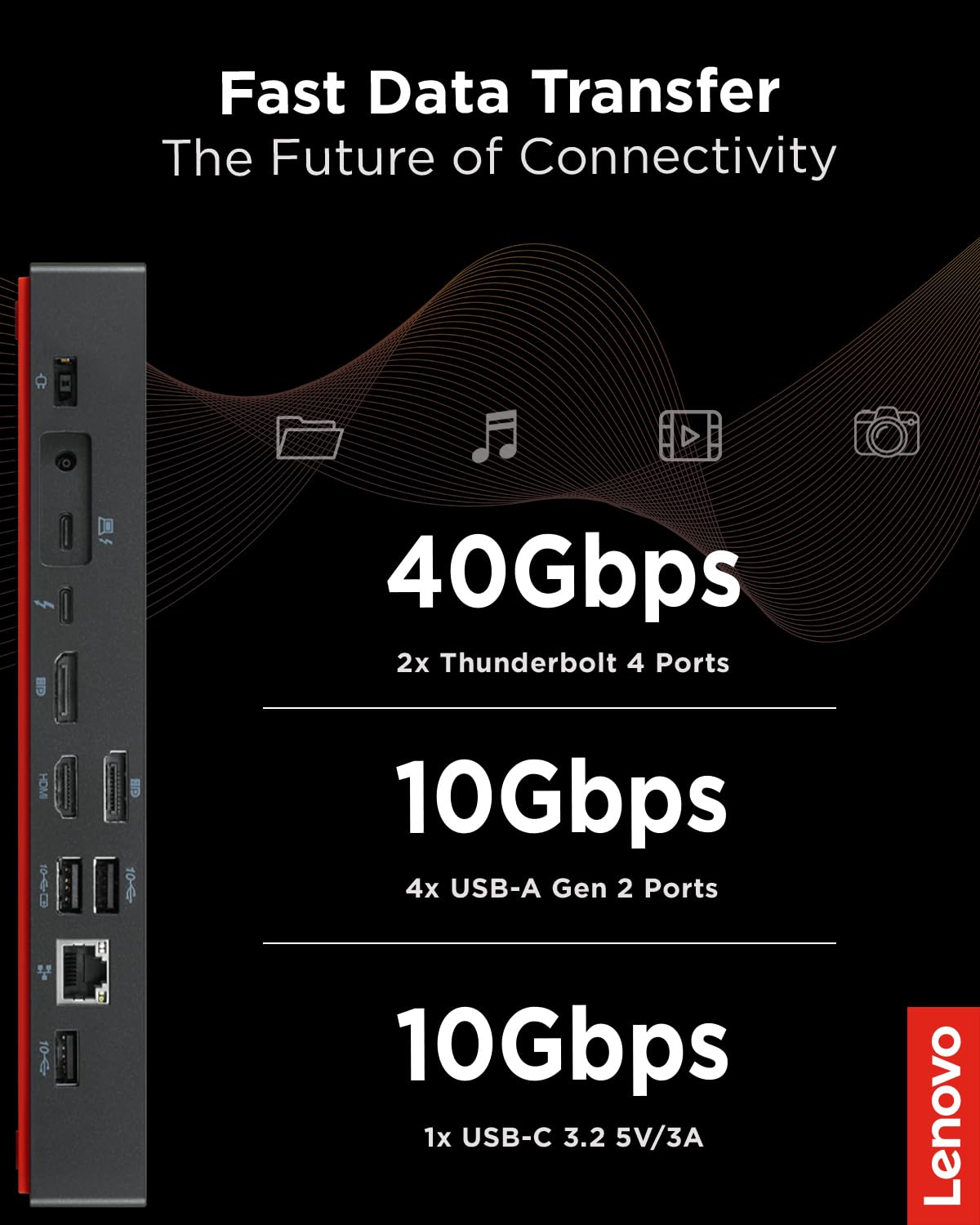 Lenovo 40B00135Us Thunderbolt 4 Thinkpad Universal Dock 8K Display Support Up To 100W Power Delivery
