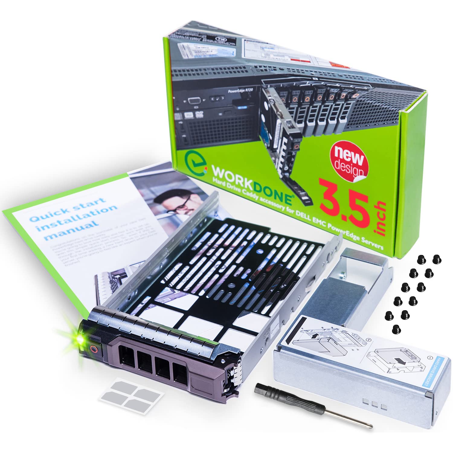 Workdone 3.5 Inch Hard Drive Caddy Tray Compatible For Dell Poweredge Servers   With 2.5 Inch Hdd Adapter Nvme Ssd Sas Sata Brac