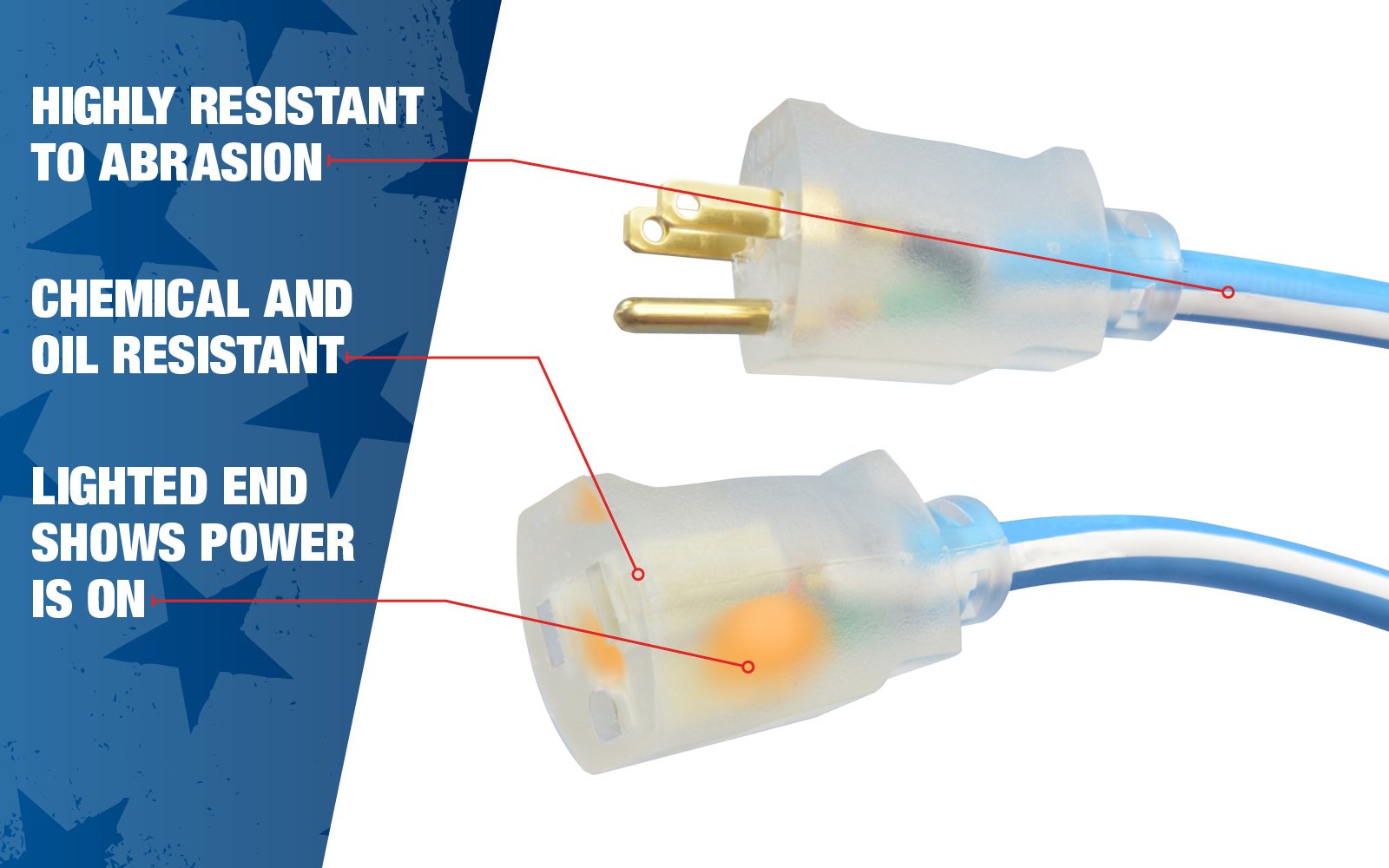 Southwire 1639Sw0061 12/3 100' Sjeow Supreme Extension Cord, Blue/White