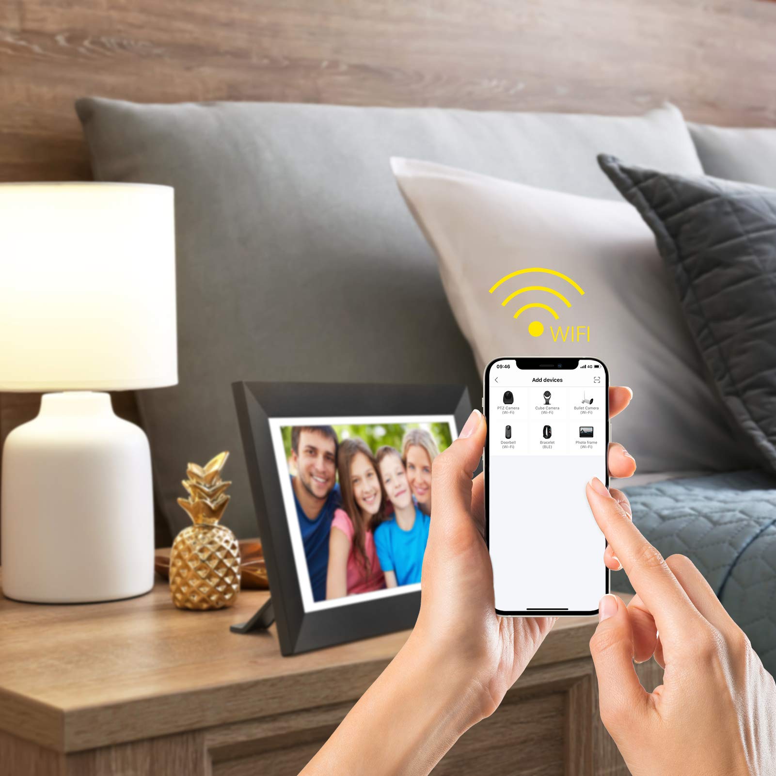 Digital Picture Frame Wifi Digital Photo Frame Kimire Full Hd 1366X768 Ips Touch Screen, 16Gb Storage, Auto Rotate, Support Micr