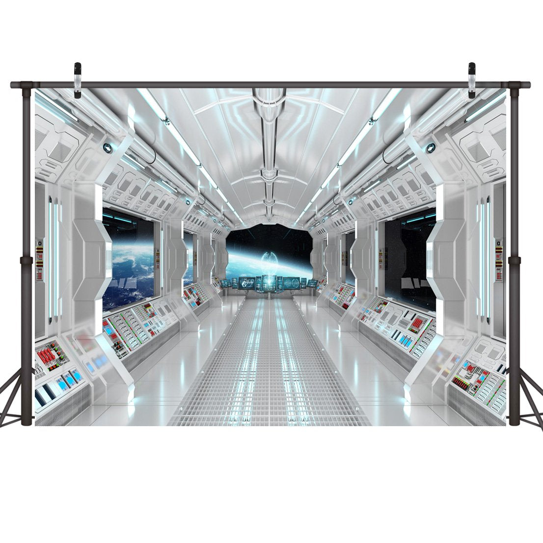 Lywygg 7X5Ft Vinyl Spaceship Interior Background Futuristic Science Fiction Photography Backdrops Spacecraft Cabin Photo Shoot Studio Props Astronomy Universe Galaxy Outer Space Station Cp 36