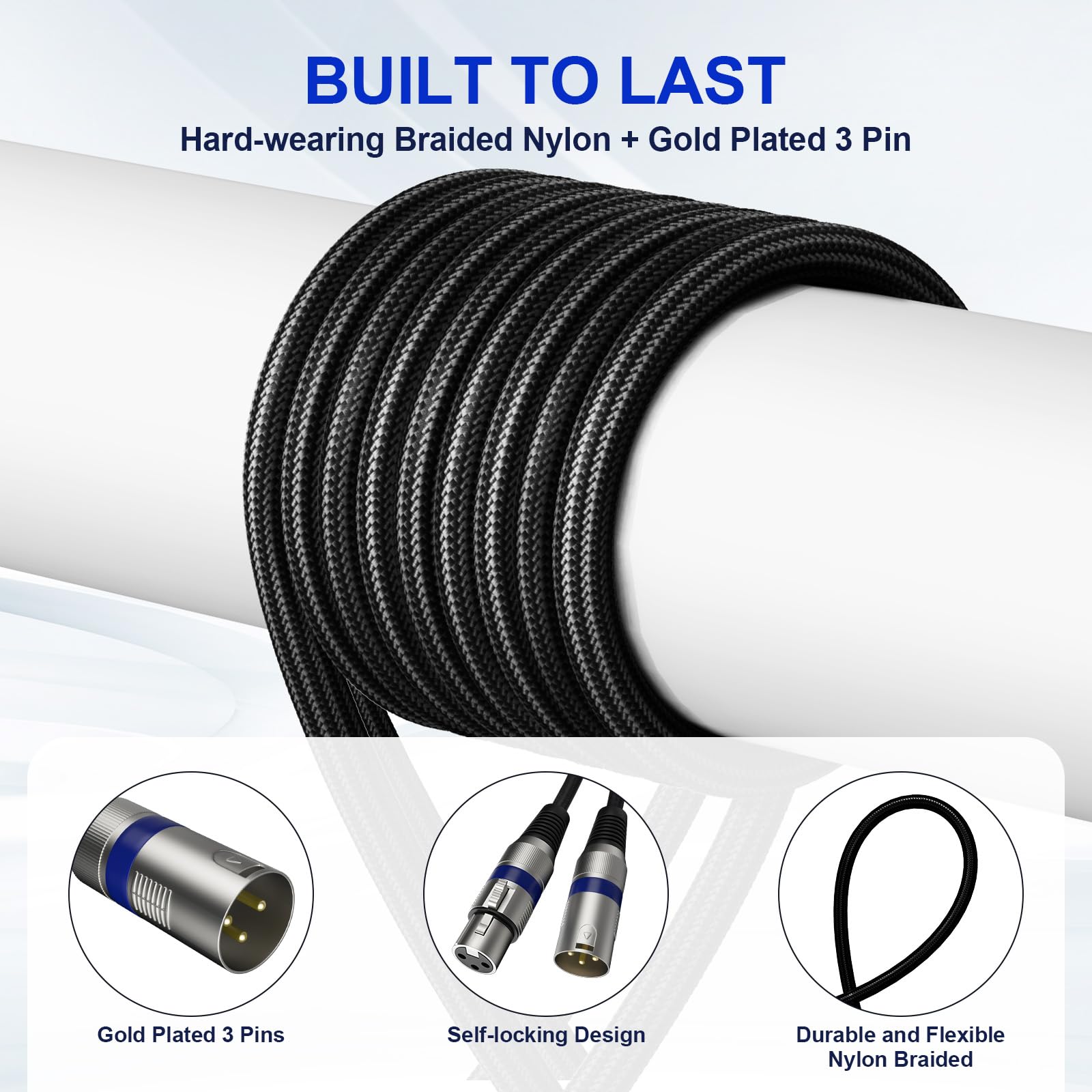 Heams Professional 6 Pack 25Ft Xlr Cables, Noise Free And Long Lasting Braided Xlr Microphone Cable, All Copper Conductors Balan