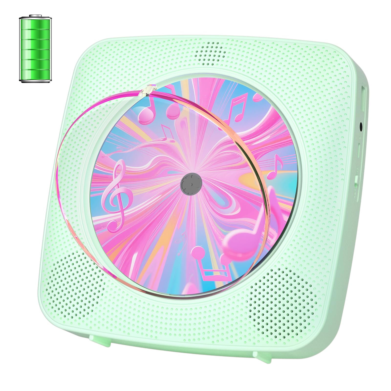 CD Player Portable Bluetooth Rechargeable: CD Players for Home with 1800mAh Kegaudio Desktop Wall CD Player with Speakers with D