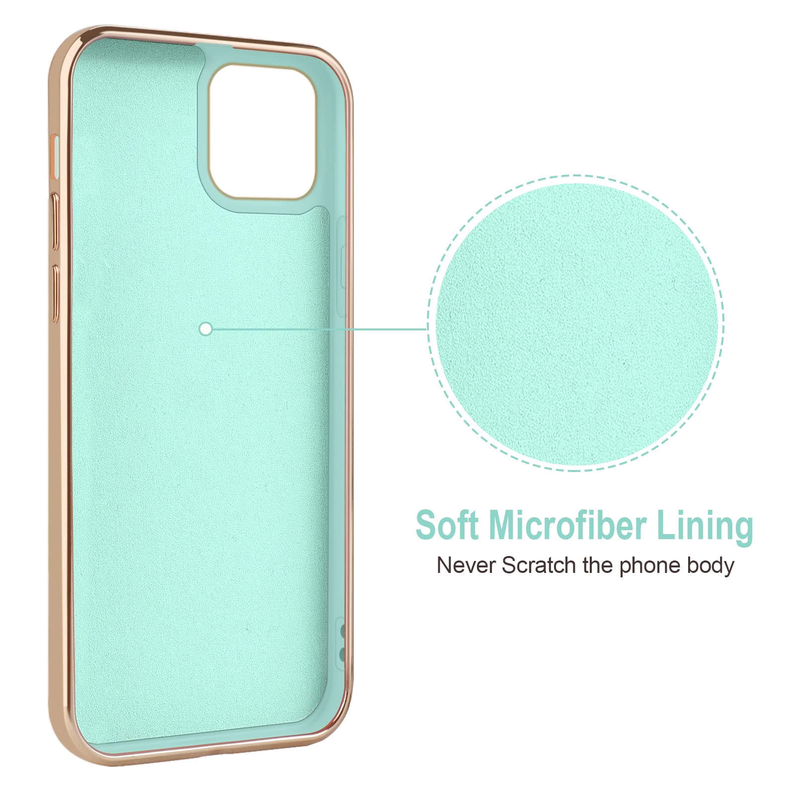Hython iPhone 13 Ring Stand Phone Case Magnetic Kickstand Rose Gold Edge TPU Mint