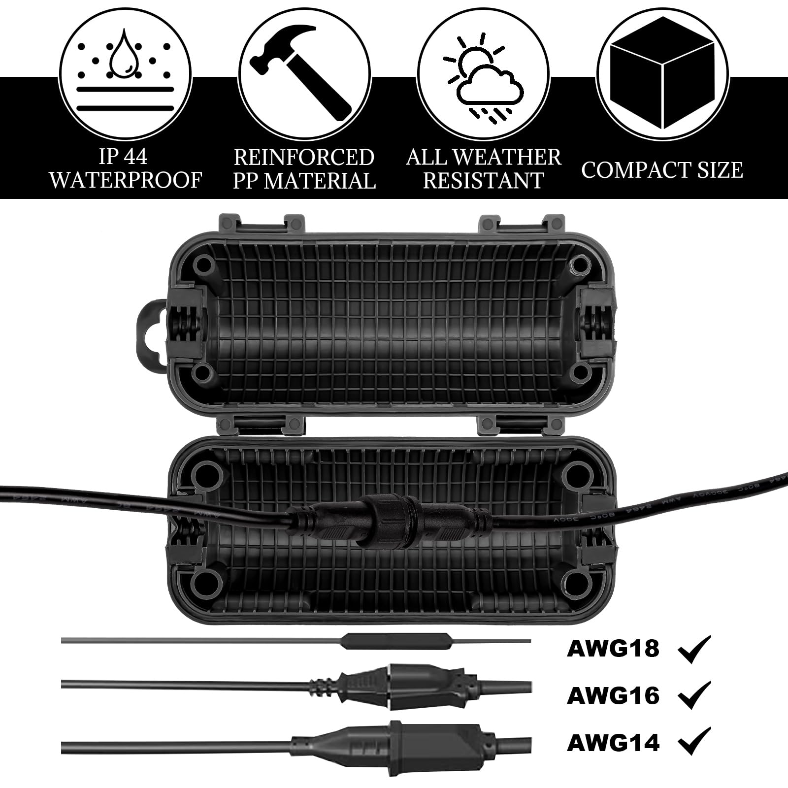 Frienda Outdoor Extension Cord Safety Cover Waterproof Cord Connector Protector Ip44 With 4 Detachable Latches Plug Cover Electr