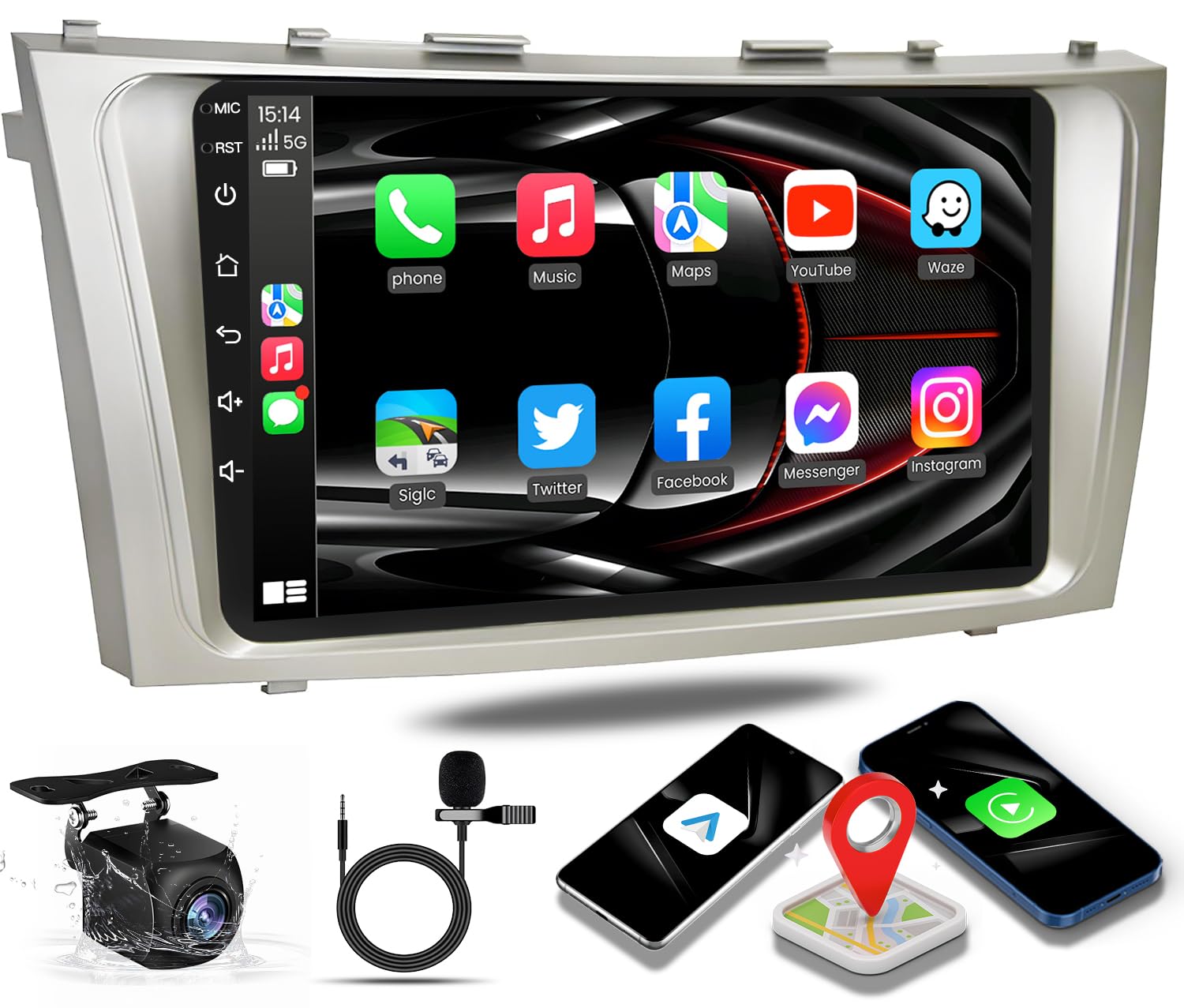 1280X800P 5G Wifi (2G+32G) Android 12 Car Stereo For Toyota Camry 2006 2011, 9 Inches Ips Hd Touch Screen Car Radio Wireless Car