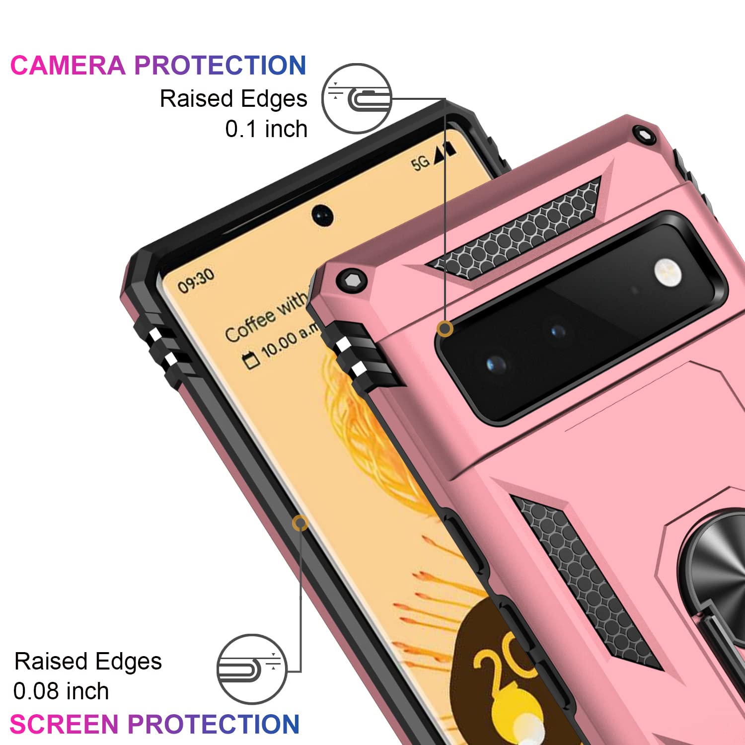 Ikazz Google Pixel 6 Pro Case,Pixel 6 Pro Cover Military Grade Shockproof Heavy Duty Protective Phone Case Pass 16Ft Drop Test W