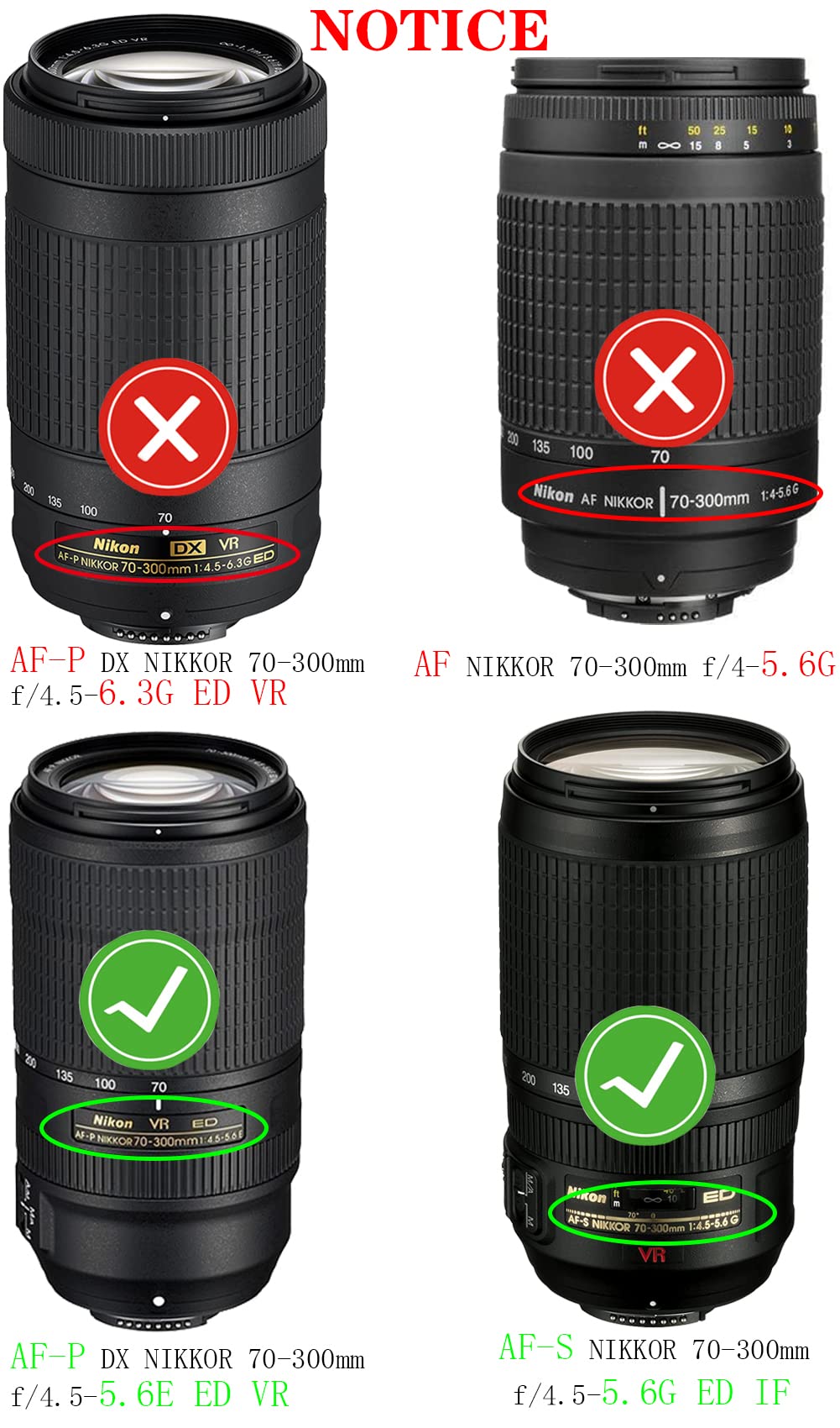 67Mm Lens Cap Cover For Nikon Af S(Not Af P) Nikkor 70 300Mm F/4.5 5.6G If Ed Vr Huipuxiang[2 Pack]
