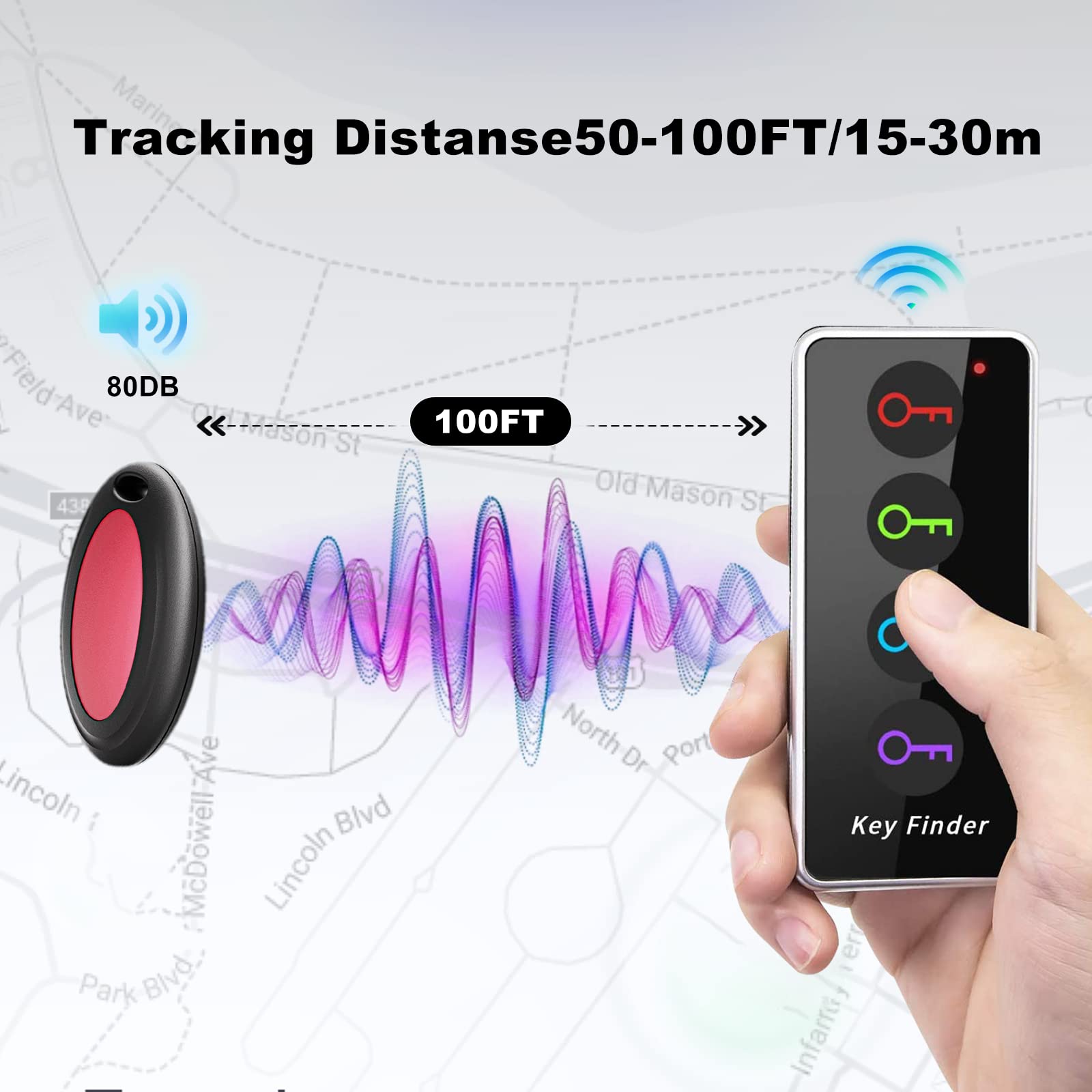 Key Finder,Wireless Key Tracker Locator With Led Light,Remote Finder,Key'S Tracking Device,Easy To Use For Seniors,Tracker Tags