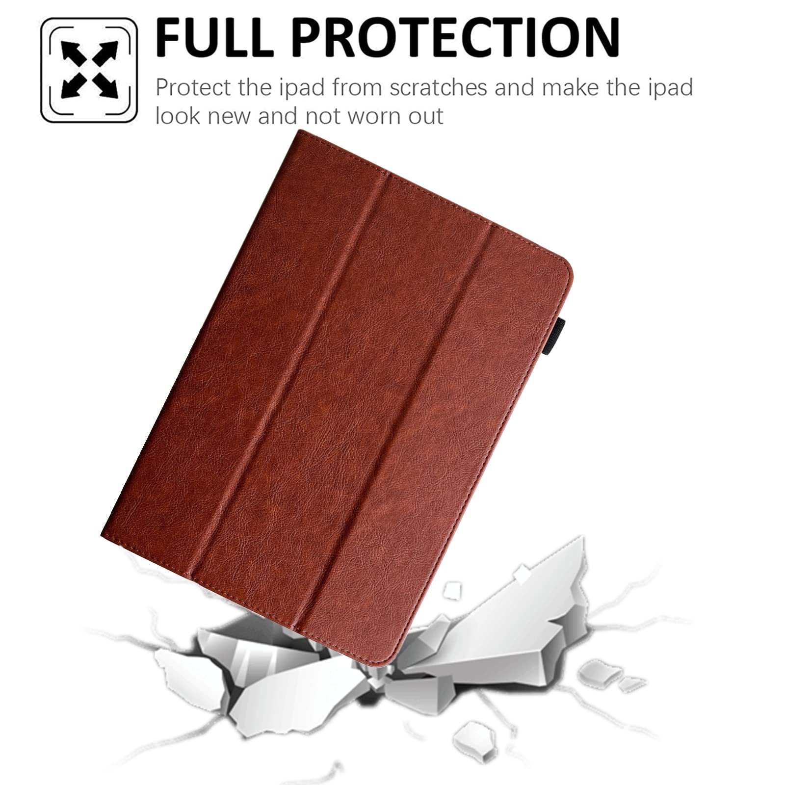 9.5 10.5 Inch Tablet Case, Universal Protective Cover Stand Folio Case For 9 10 10.2 Inch Android Touchscreen Tablet, Brown
