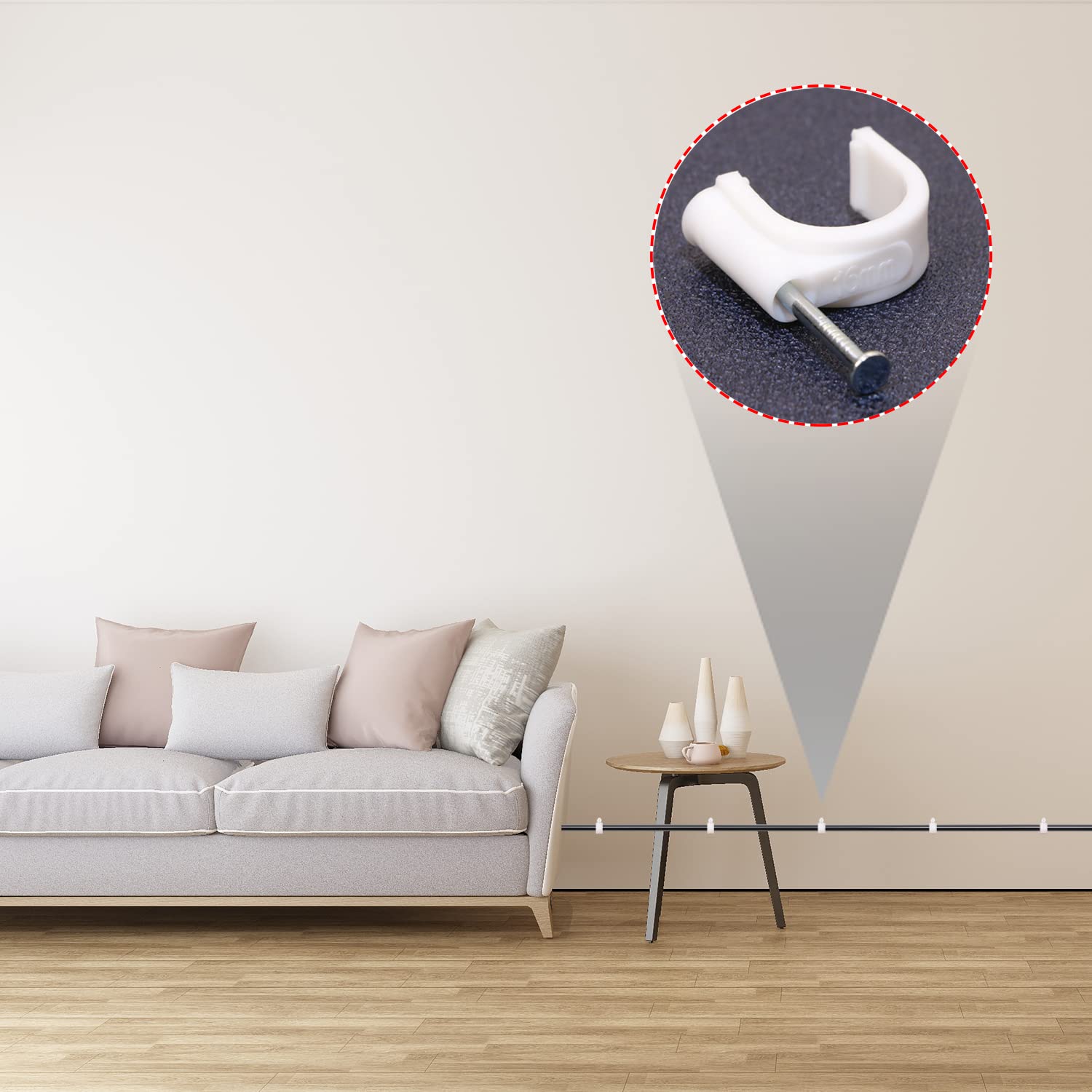 Mini Skater 16Mm Nylon Steel Nail In Circle Ethernet Cable Clips Cord Holder Wire Management,Pack Of 50.(White)