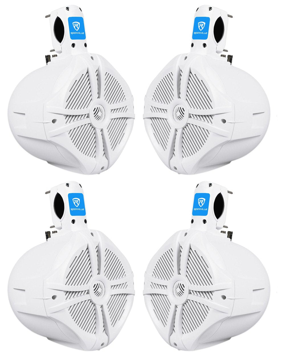 Rockville RWB80W 8 in Marine Wakeboard Tower Speakers-White 600W Peak/400W RMS per Pair, Waterproof, for Boats, ATVs, and Jeeps,