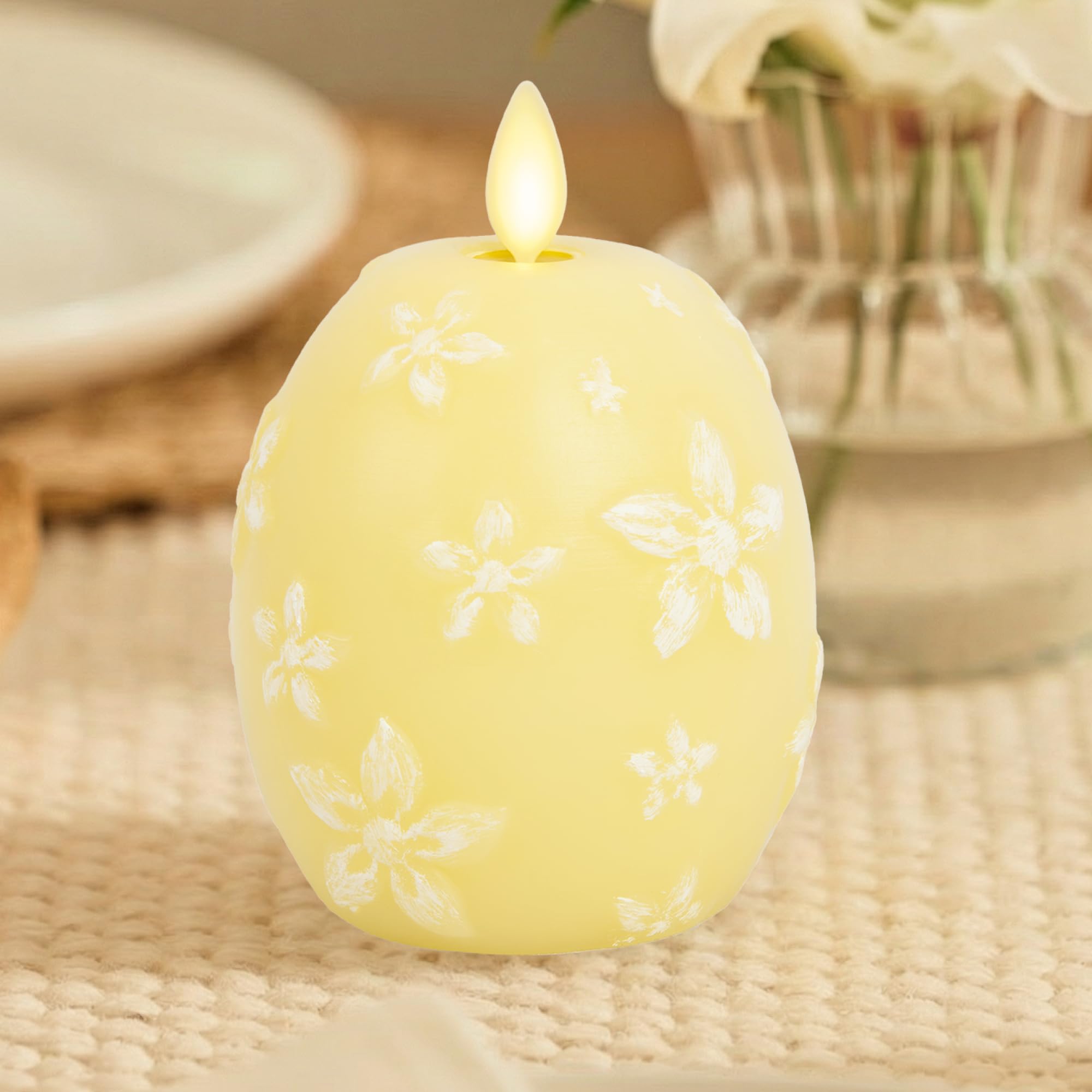 Luminara Flameless Candle Crystal Beads Glitter Sphere, Unscented Real Wax LED Candle, Timer, Holiday Decoration Centerpiece (Le