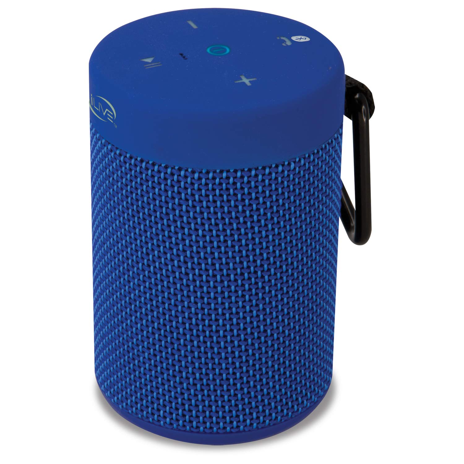 Ilive Waterproof Fabric Wireless Speaker, 2.56 X 2.56 X 3.4 Inches, Built In Rechargeable Battery, Blue (Isbw108Bu)