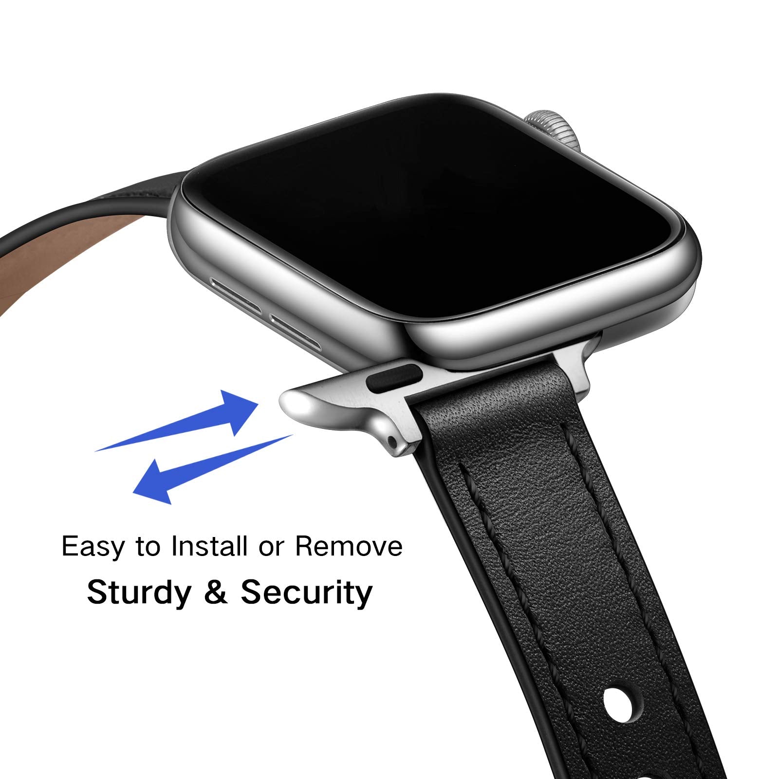 Ouheng Slim Band Compatible With Apple Watch Band 42Mm (Series 10) 41Mm 40Mm 38Mm, Women Genuine Leather Band Replacement Thin S