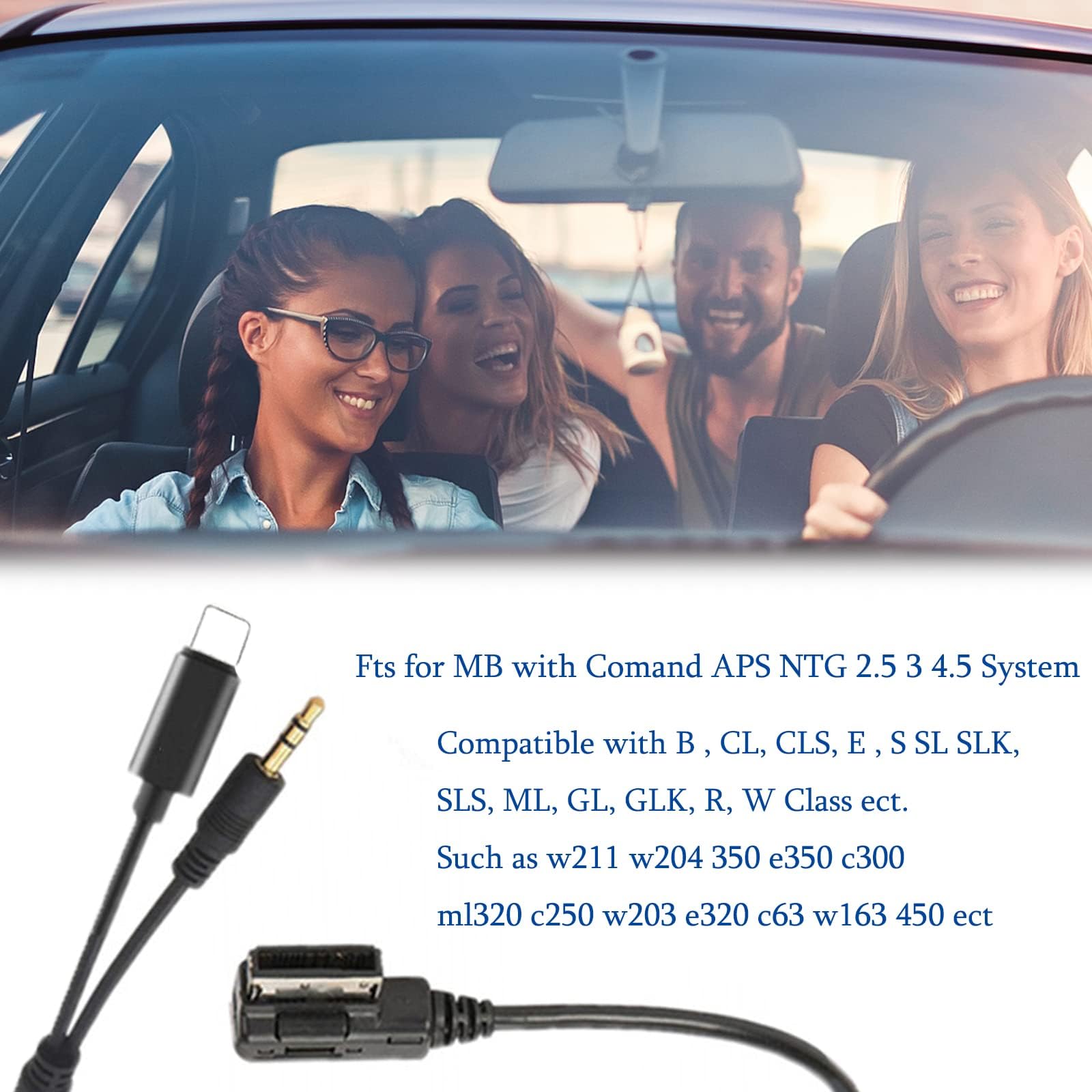 Mercedes Benz Audio Auxiliary Input Male Cable, Hain 3.5Mm Aux In Adapter For Mb W203 Ac289