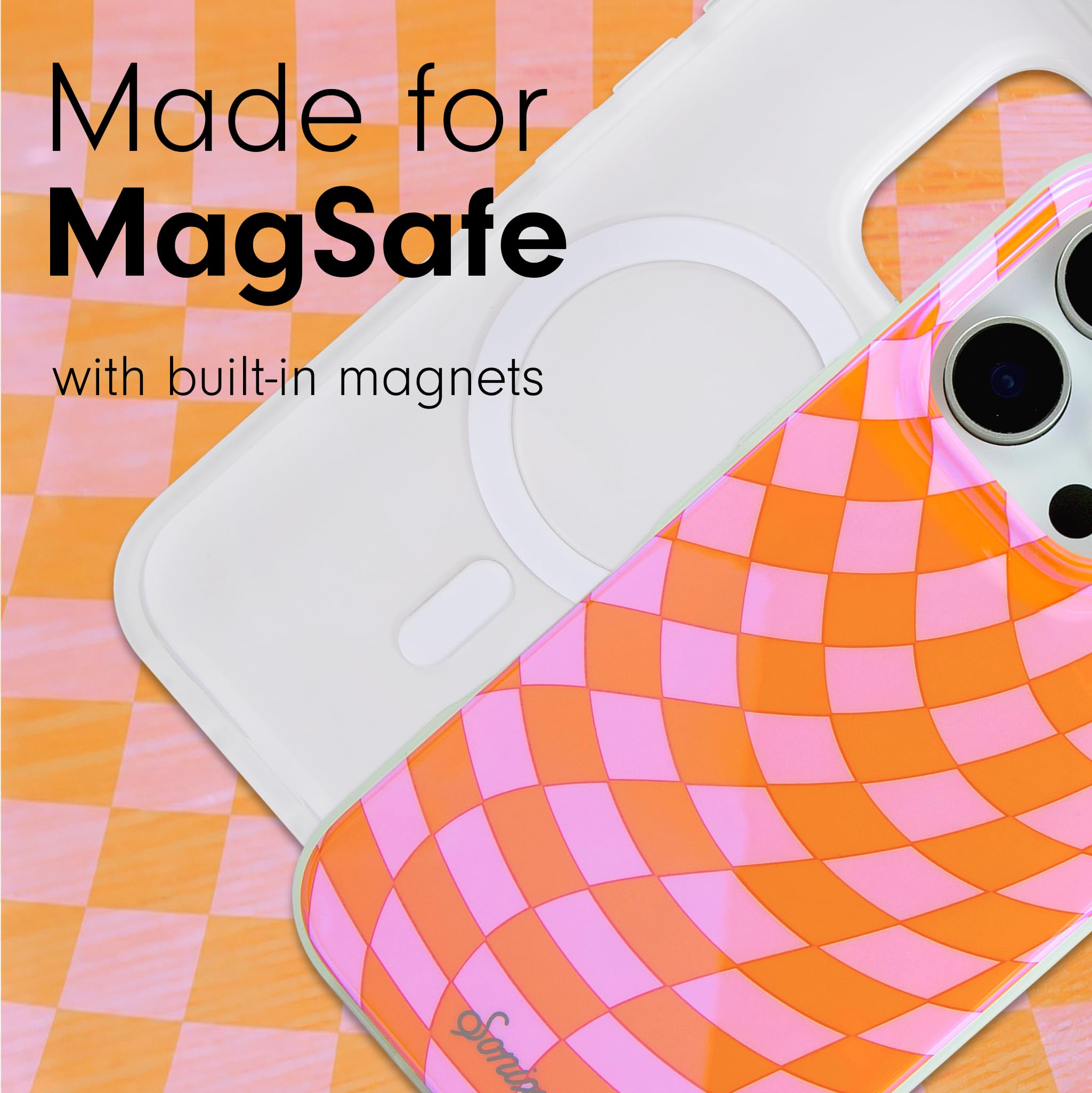 Sonix Case For Iphone 16 Pro Max | Compatible With Magsafe | 10Ft Drop Tested | Checkmate Pink