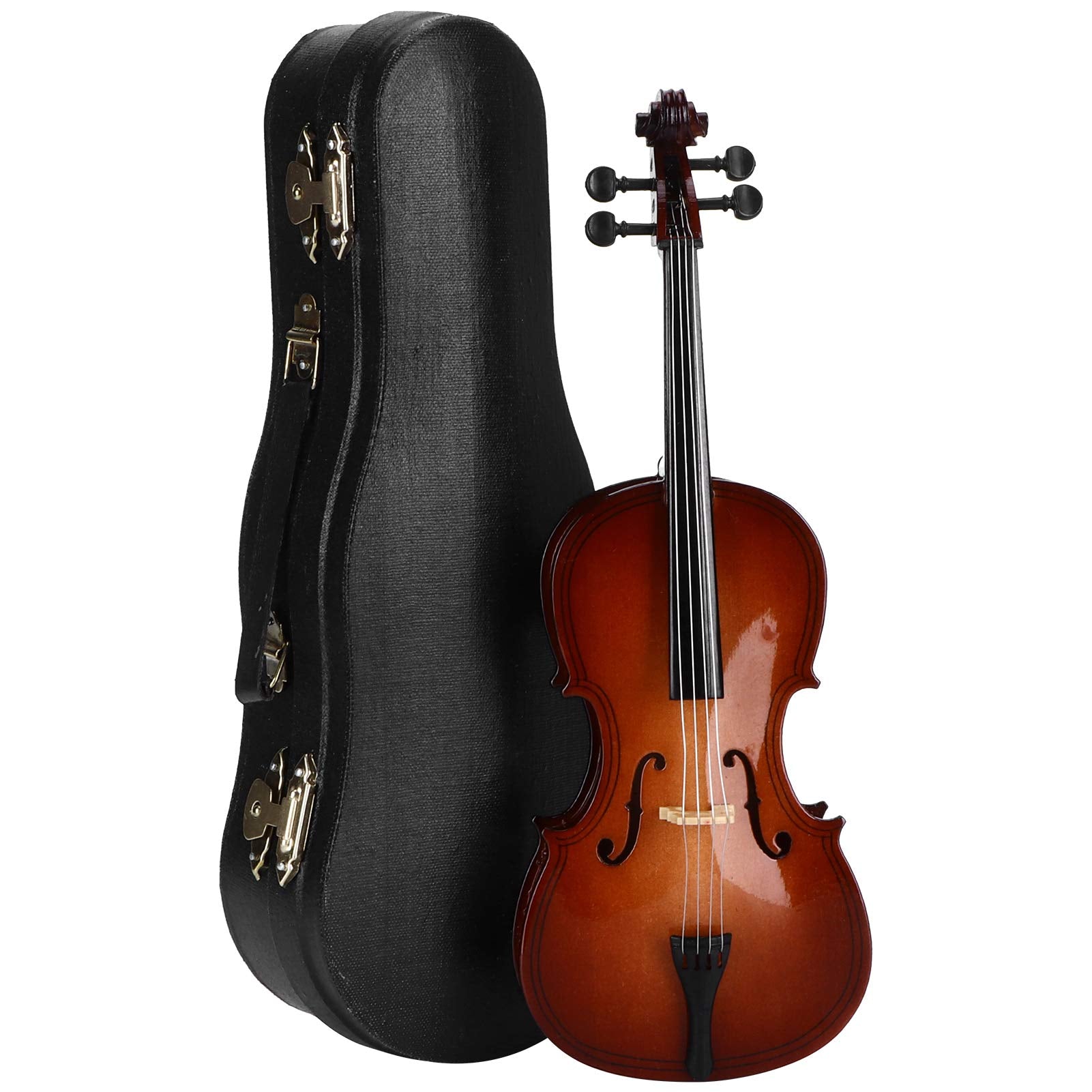 Mini Cello Model Ornament, Miniature Cello With Case Desk Display Bass Musical Instrument Wooden Decoration Delicate Gift Home D
