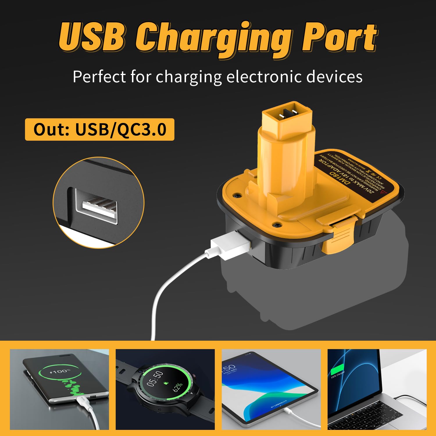 Kzreect 2Pack Dm18D Adapter Converter For 18V Tools With Usb Port, Compatible With Dewalt 20V Battery, Compatible With Milwaukee