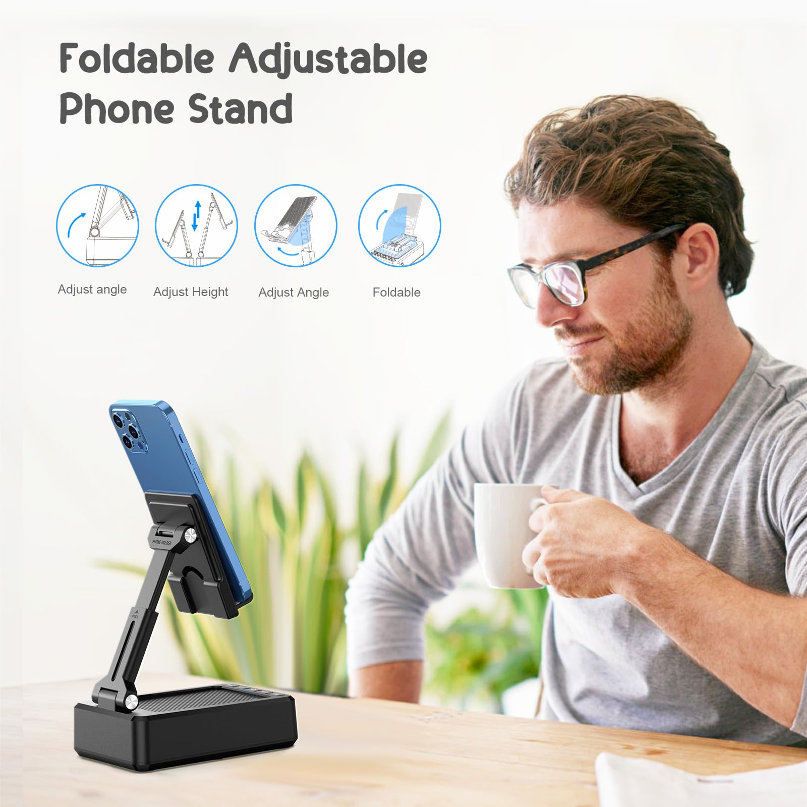 Techglow Gifts For Men Women Foldable Cellphone Stand With Bluetooth Speaker And Power Bank Birthday Gift Idea For Mom Dad Cool