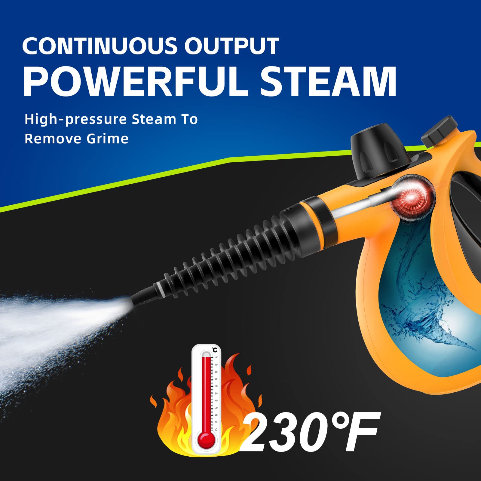 Handheld Steam Cleaner, Pressurized Multi Surface Steam Cleaner With 11Pcs Accessories, Chemical Free Multi Purpose Steam Cleane
