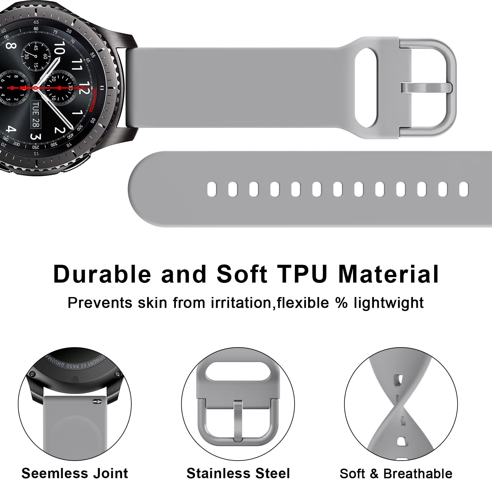 Ak For Amazfit Bip 5 Band, Amazfit Gtr 4 Bands/Gtr 3 Pro/Gtr 3/Gtr 2E/ Gtr 2/Gtr 47Mm Smart Watch, 22Mm Soft Silicone Sport Stra