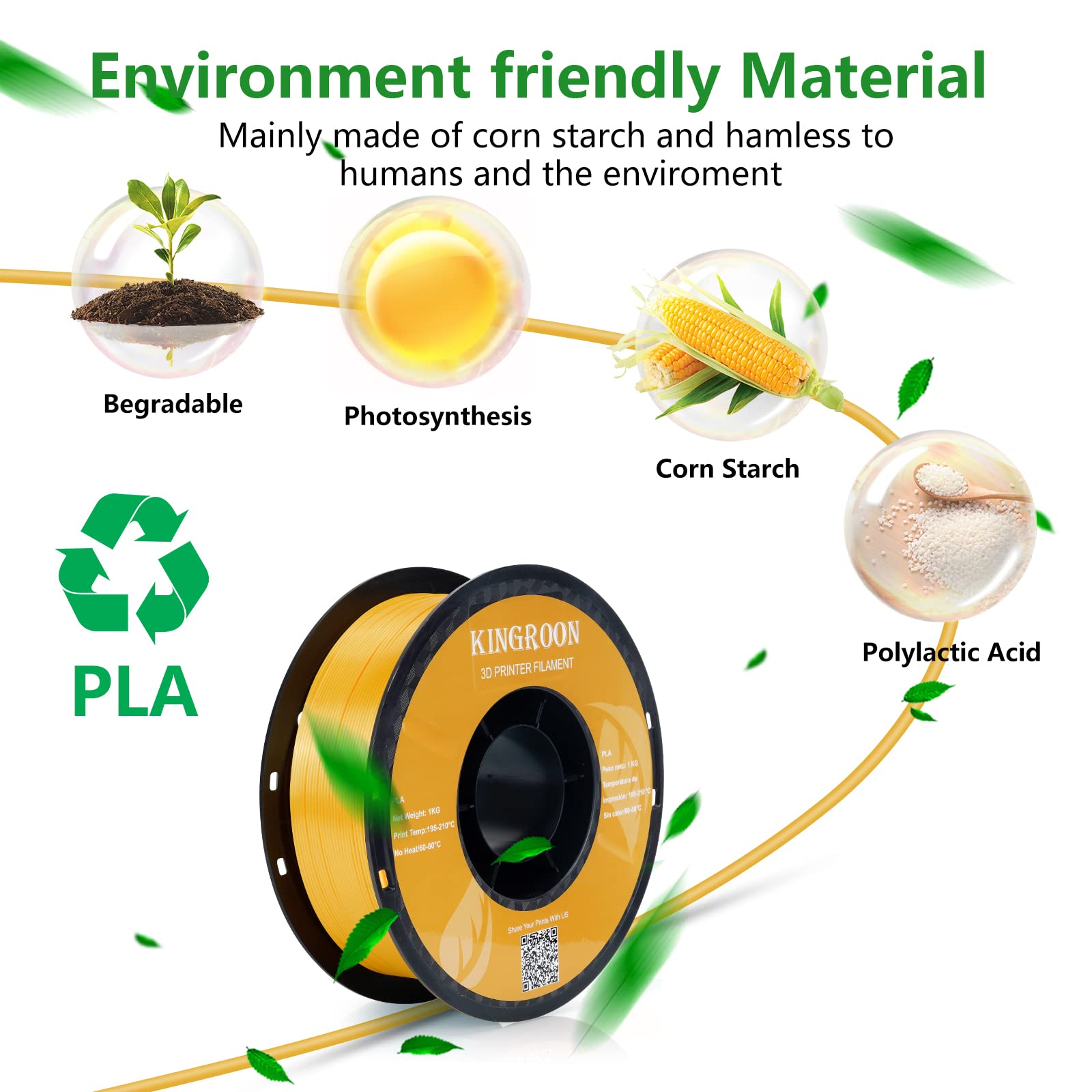 Silk Pla 3D Printer Filament, Dimensional Accuracy +/  0.03 Mm, 1 Kg Spool(2.2Lbs), Pla Shiny Filament 1.75 Mm (Gold)