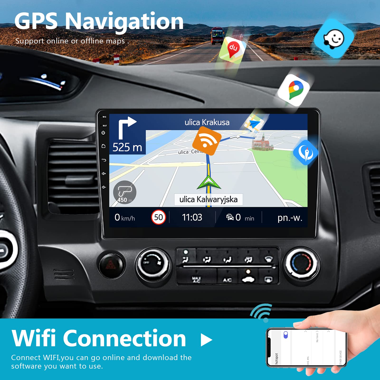 For Honda Civic 2006 2011 Android Car Stereo 10.1� Hd Capactive Touchscreen Car Audio Support Wifi Mirror Link Gps Navigation Radio Backup Camera Multimedia Player Headunit