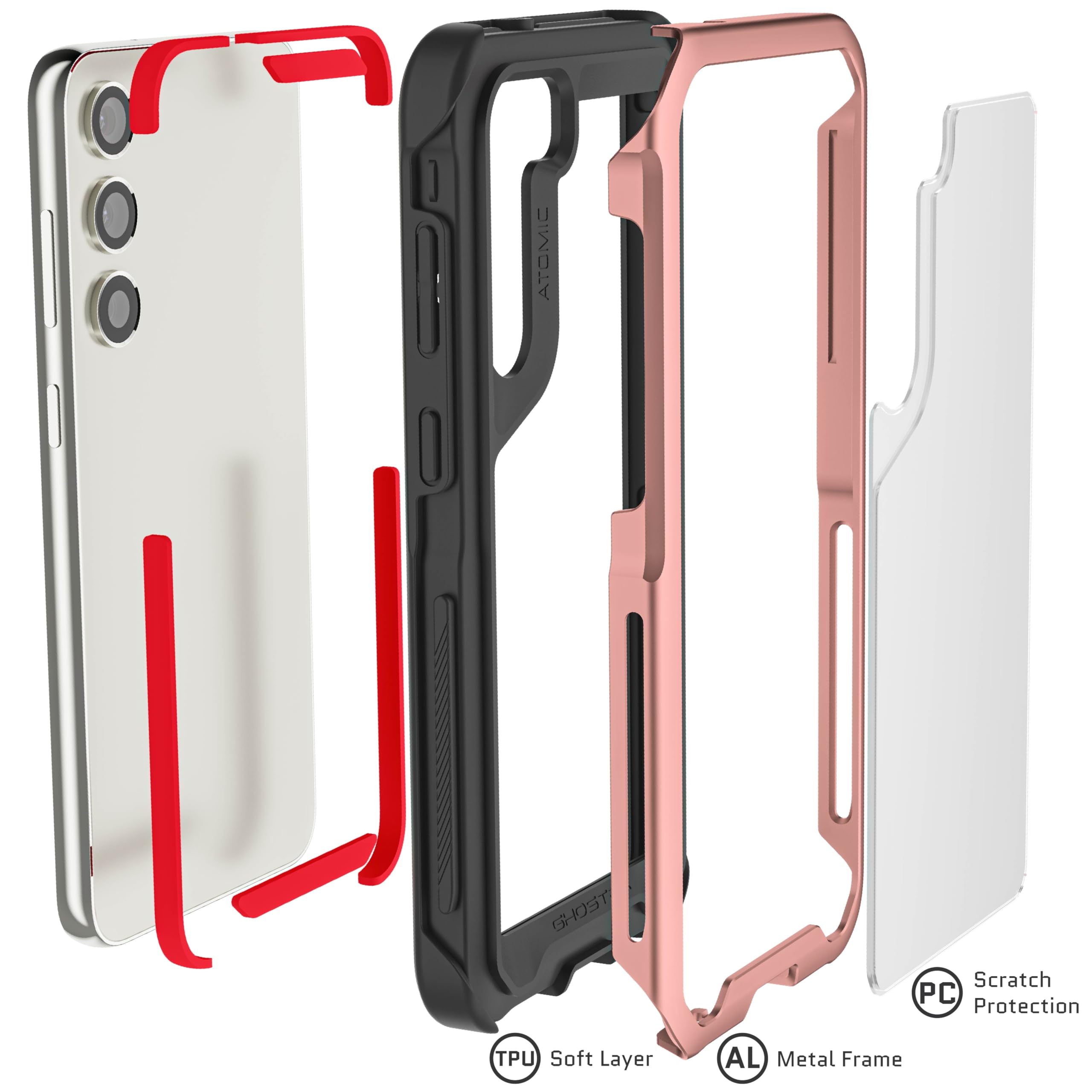 Ghostek Atomic Slim Samsung Galaxy S23 Plus Case For Women With Crystal Clear Back And Super Tough Military Grade Drop Protectio