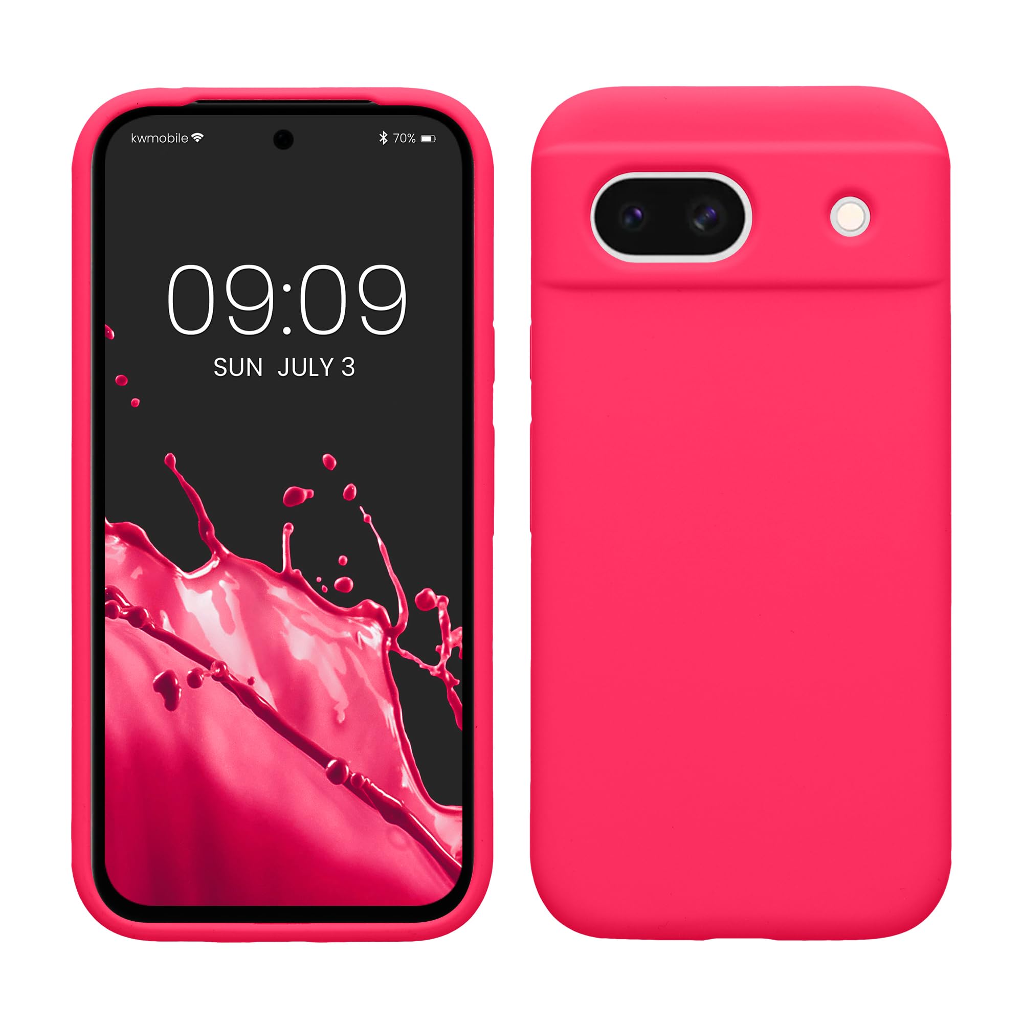 kwmobile Case Compatible with Google Pixel 8a Case - TPU Silicone Phone Cover with Soft Finish - Neon Pink
