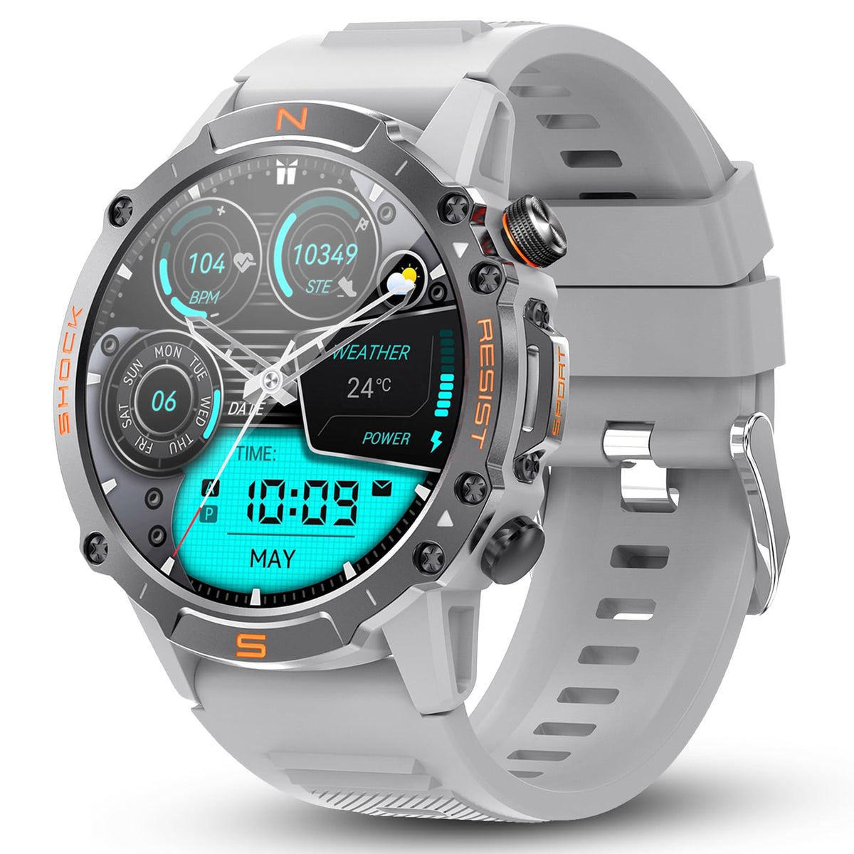 Walkerfit Smart Watch For Men - 1.43 '' Amoled Rugged Military Watch, 60 Days Battery, Waterproof, Compatible With Iphone