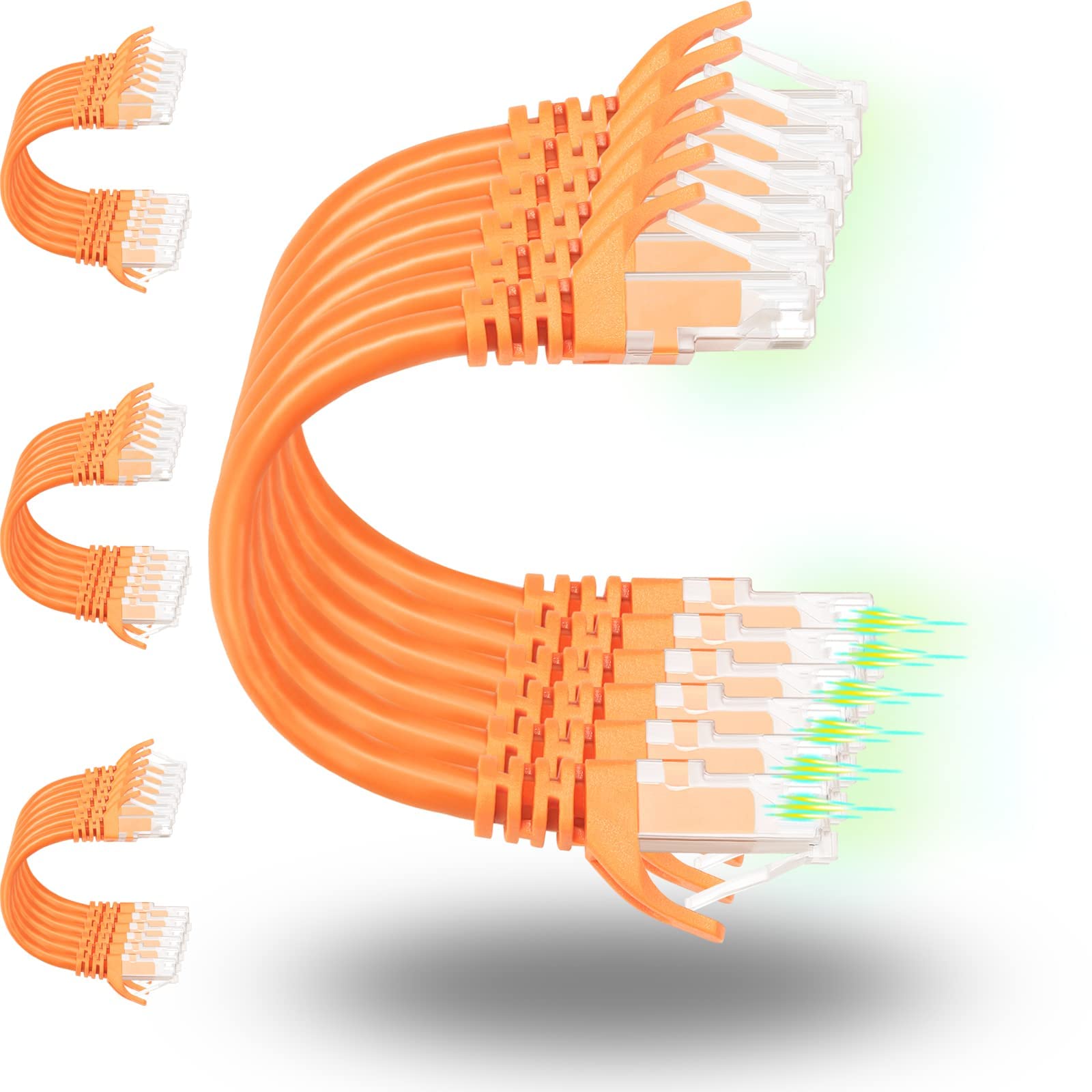 Rapink Patch Cables Cat6 3Ft (24 Pack), Ethernet Patch Cable 10G Support, Cat 6 Patch Cable For Patch Panel To Switch, Flexiable Cat 6 Ethernet Cable With Gold Plated Orange