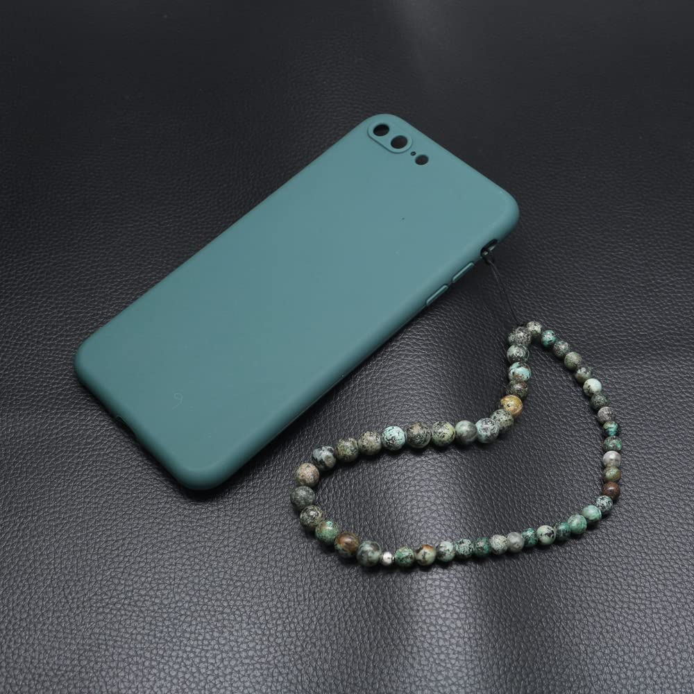 C&L Accessories Beaded Phone Charm Cell Phone Lanyard Wrist Strap Handmade Natural Gemstone (African Turquoise)