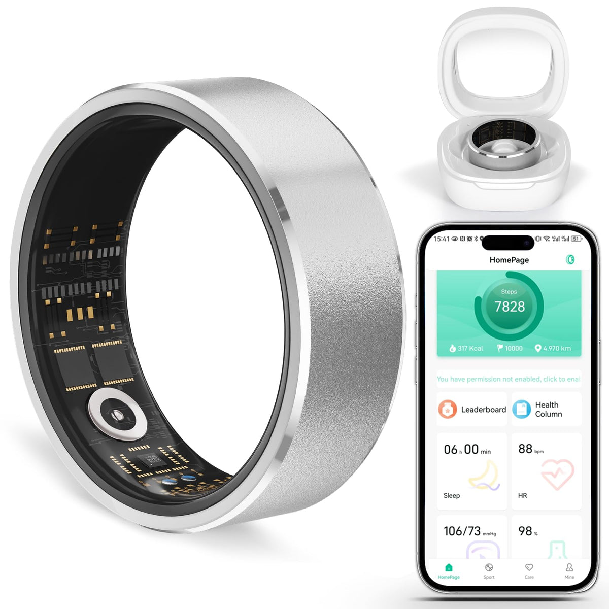 Smart Ring Fitness Tracker Ring For Men Women   Health Heart Rate Ring With Motion Tracking, Sleep Monitor, And Oximetry, No Sub
