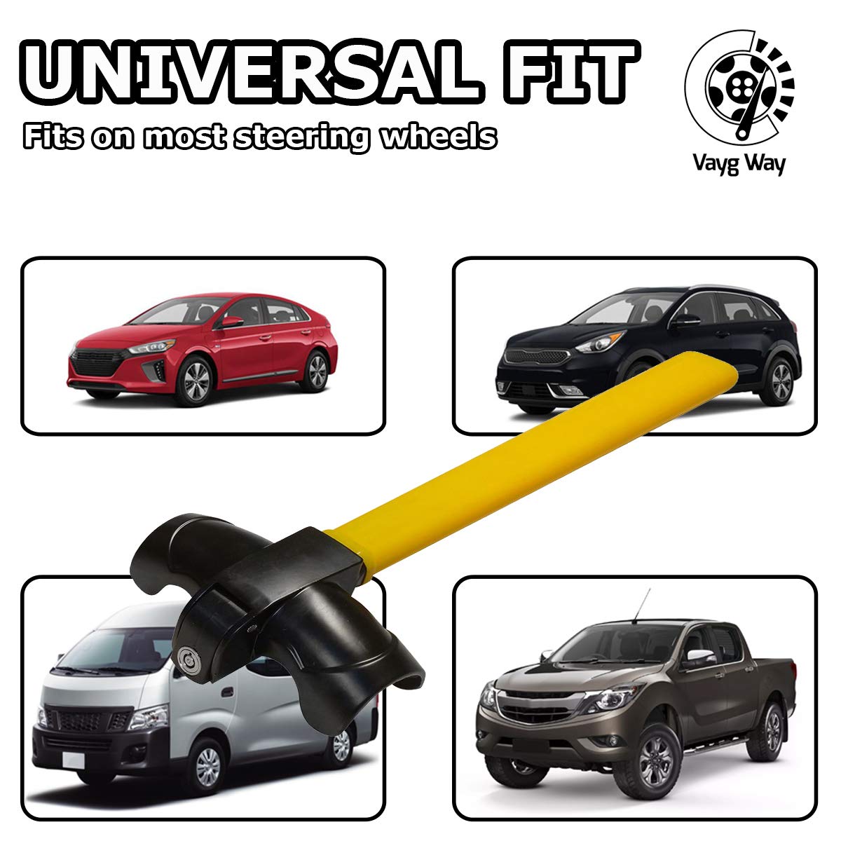 Vaygway Universal Car Steering Wheel Lock  Car Anti Theft Wheel Lock Cylinder Key   Strong Heavy Duty Anti  Theft Rotary Steerin