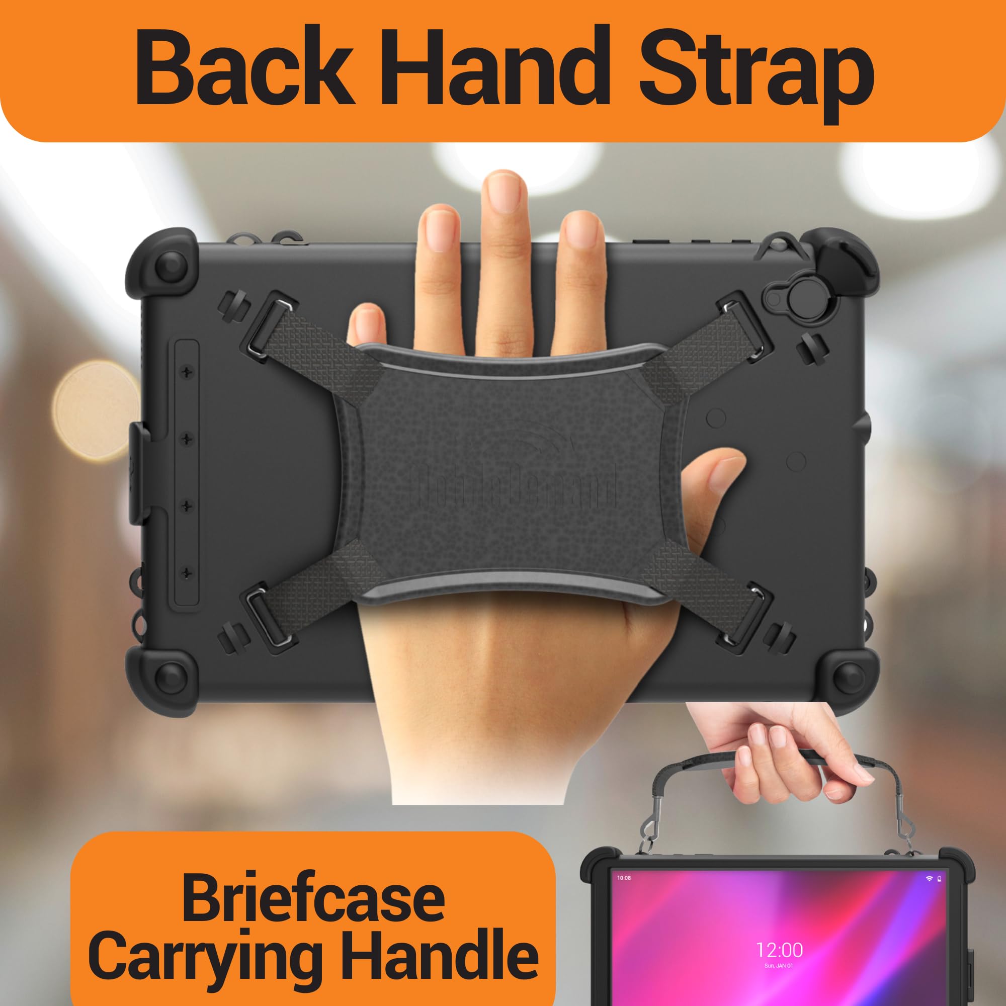 Mobiledemand Ultra Rugged Case For Lenovo Tab K10 Tablet   Heavy Duty Tablet Case   Briefcase Handle, Hand Strap   Shock Absorbi